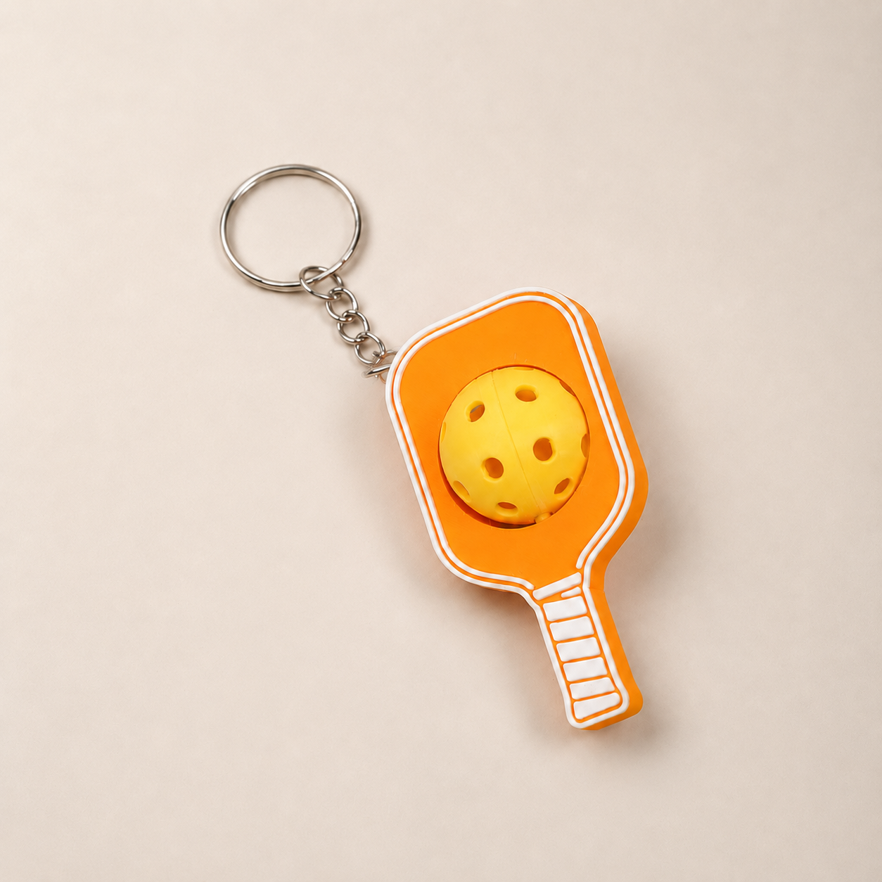 Móc Khóa Pickleball Bóng Xoay Tròn - Móc Khóa Vợt Pickleball 3D Kèm Charm Tên Theo Yêu Cầu
