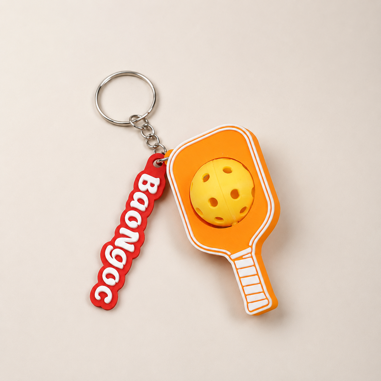 Móc Khóa Pickleball Bóng Xoay Tròn - Móc Khóa Vợt Pickleball 3D Kèm Charm Tên Theo Yêu Cầu