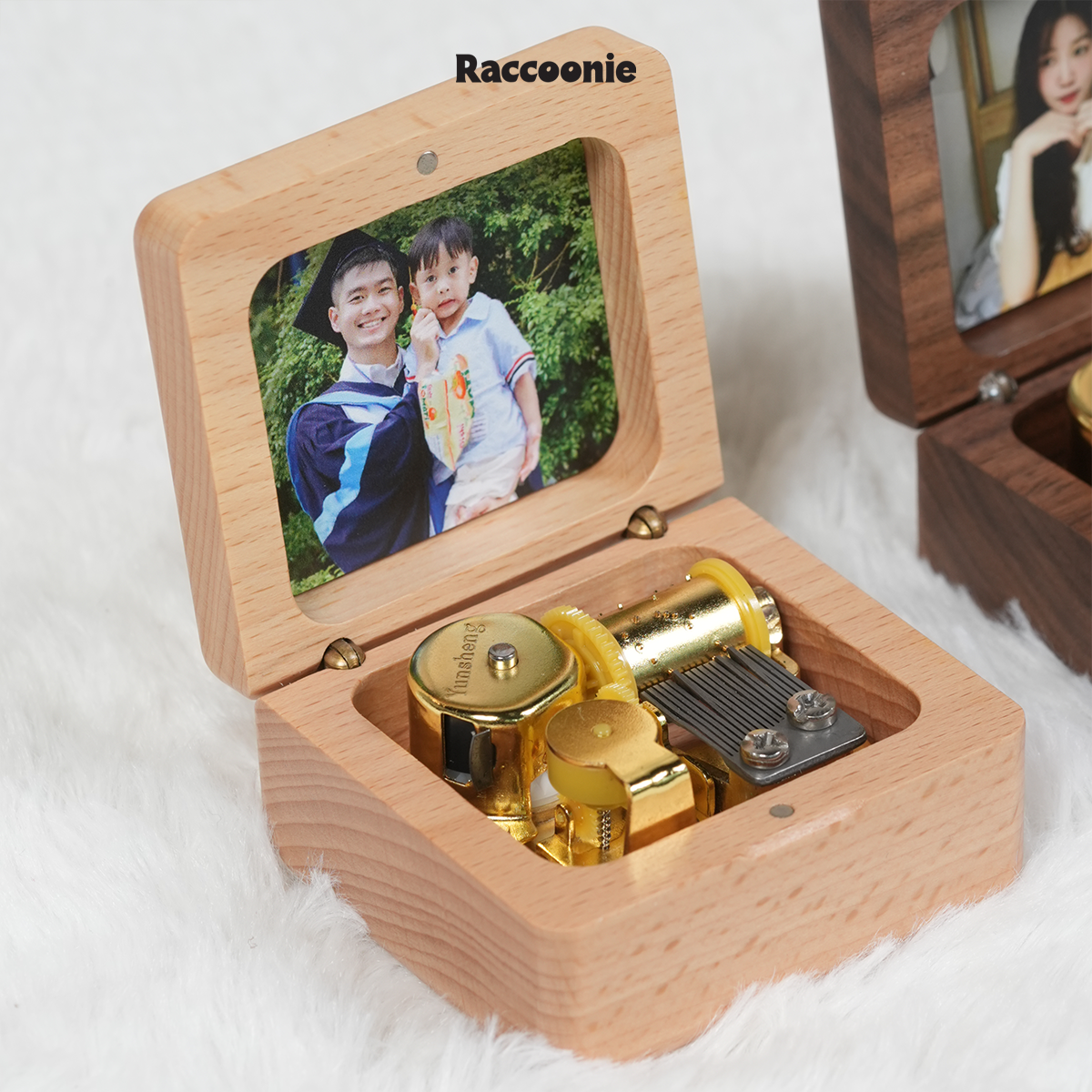 Hộp nhạc cót khắc tên, in hình theo yêu cầu, hộp gỗ óc chó cao cấp, musicbox - quà tặng sinh nhật, kỷ niệm