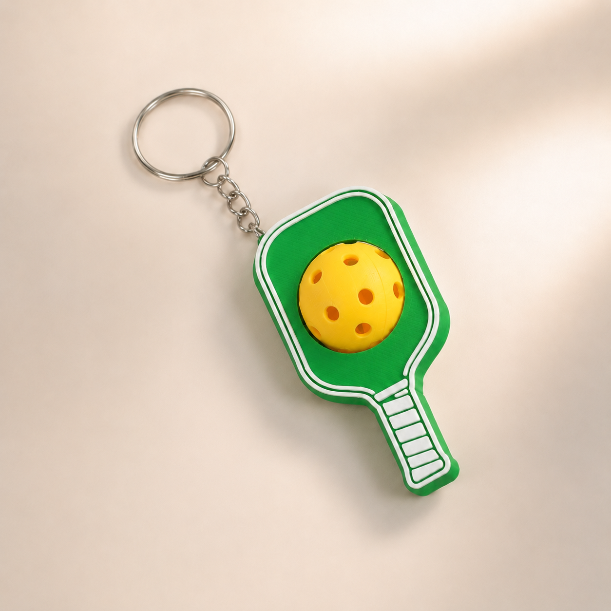 Móc Khóa Pickleball Bóng Xoay Tròn - Móc Khóa Vợt Pickleball 3D Kèm Charm Tên Theo Yêu Cầu