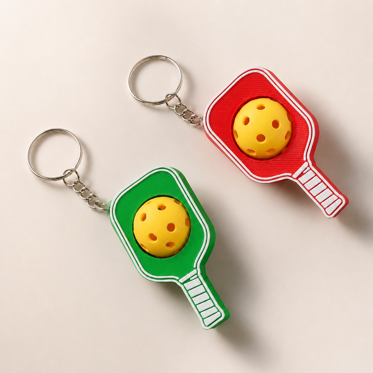 Móc Khóa Pickleball Bóng Xoay Tròn - Móc Khóa Vợt Pickleball 3D Kèm Charm Tên Theo Yêu Cầu