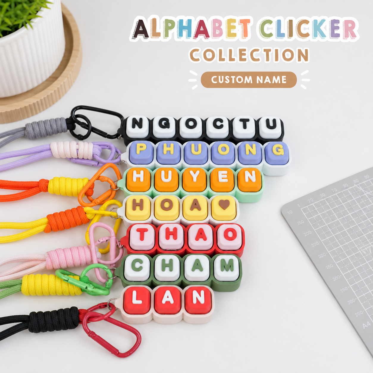 Móc Khóa Clicky Bàn Phím Custom Tên Theo Yêu Cầu – Keychain Phím Cơ Cá Nhân Hoá