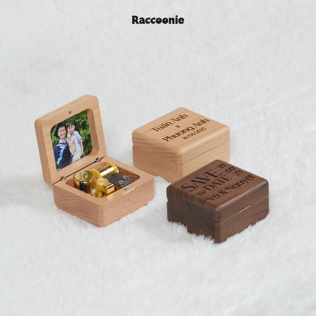 Hộp nhạc cót khắc tên, in hình theo yêu cầu, hộp gỗ óc chó cao cấp, musicbox - quà tặng sinh nhật, kỷ niệm
