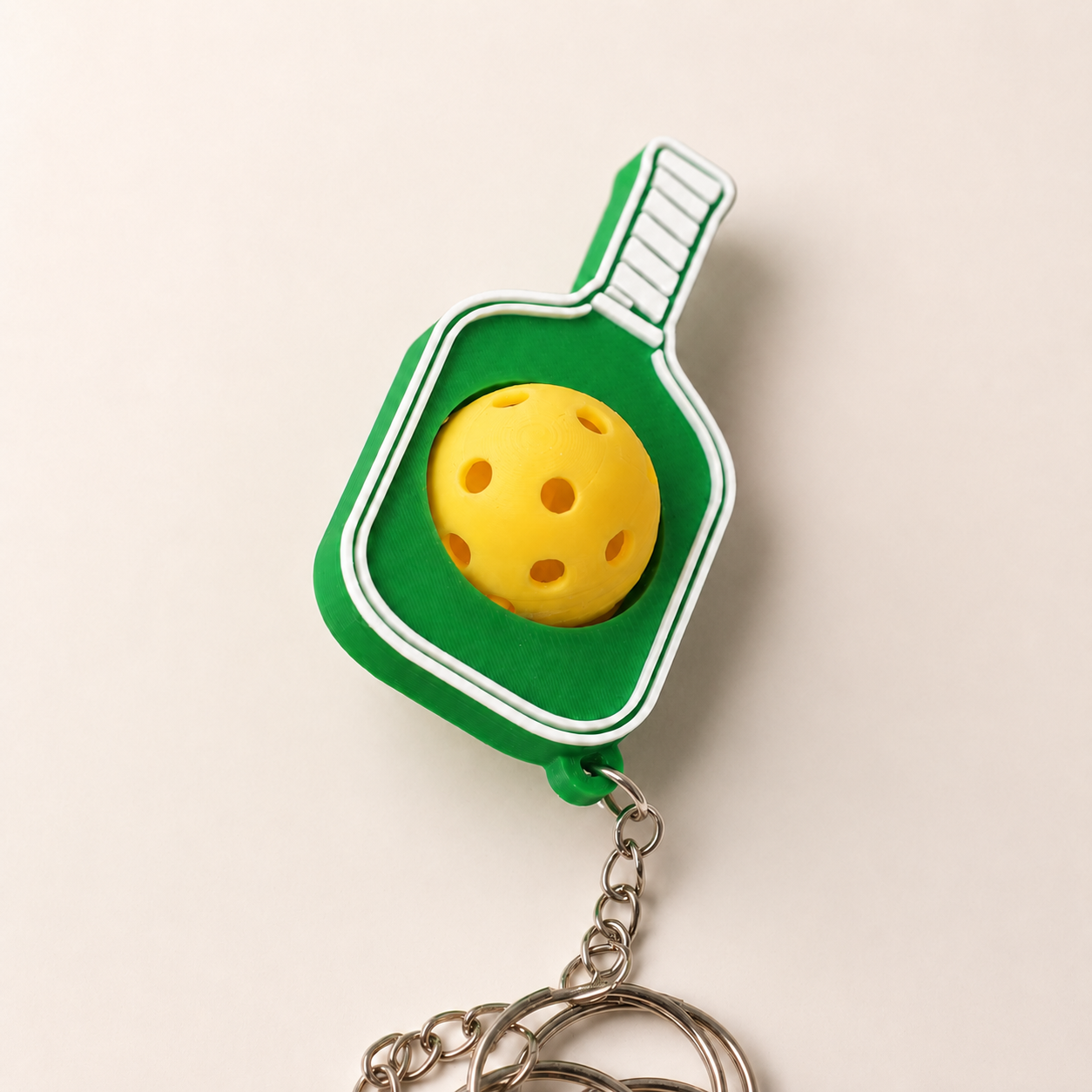 Móc Khóa Pickleball Bóng Xoay Tròn - Móc Khóa Vợt Pickleball 3D Kèm Charm Tên Theo Yêu Cầu