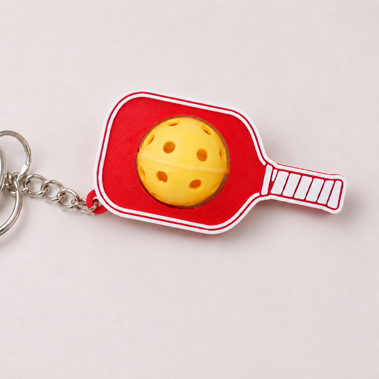 Móc Khóa Pickleball Bóng Xoay Tròn - Móc Khóa Vợt Pickleball 3D Kèm Charm Tên Theo Yêu Cầu