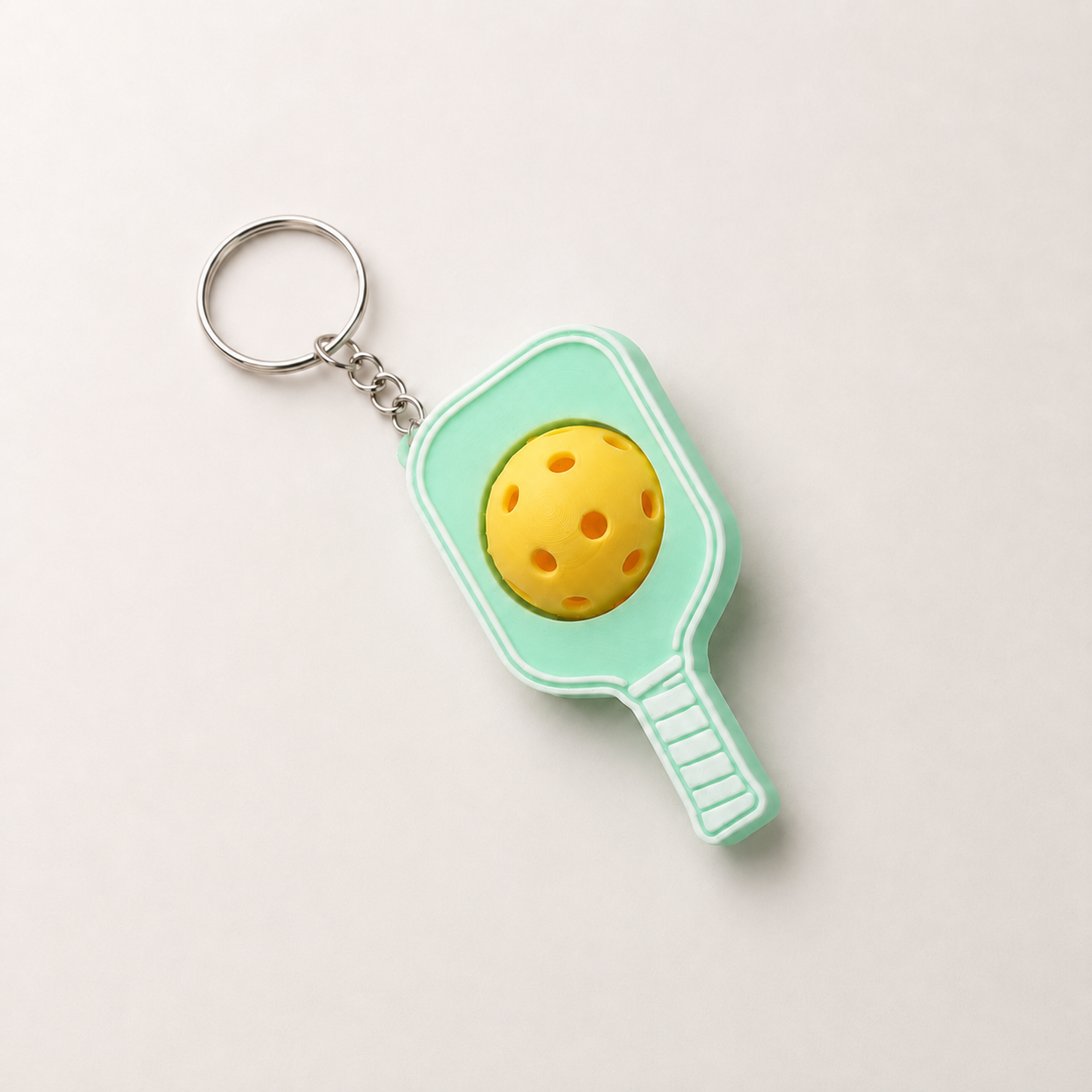 Móc Khóa Pickleball Bóng Xoay Tròn - Móc Khóa Vợt Pickleball 3D Kèm Charm Tên Theo Yêu Cầu