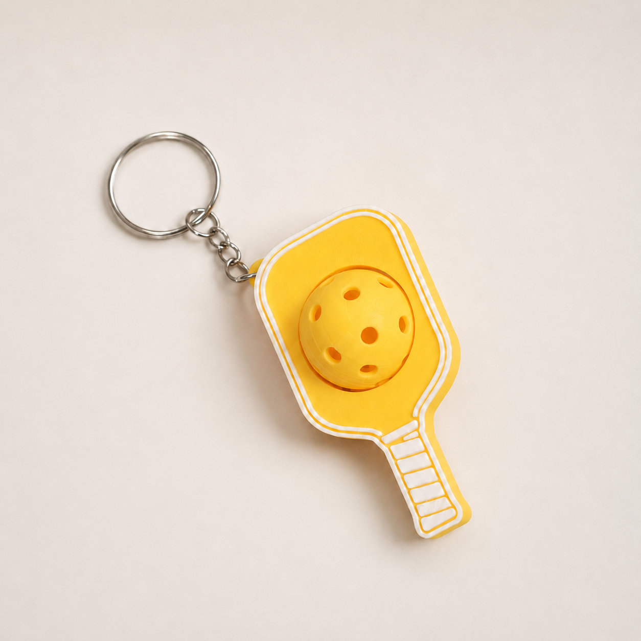 Móc Khóa Pickleball Bóng Xoay Tròn - Móc Khóa Vợt Pickleball 3D Kèm Charm Tên Theo Yêu Cầu