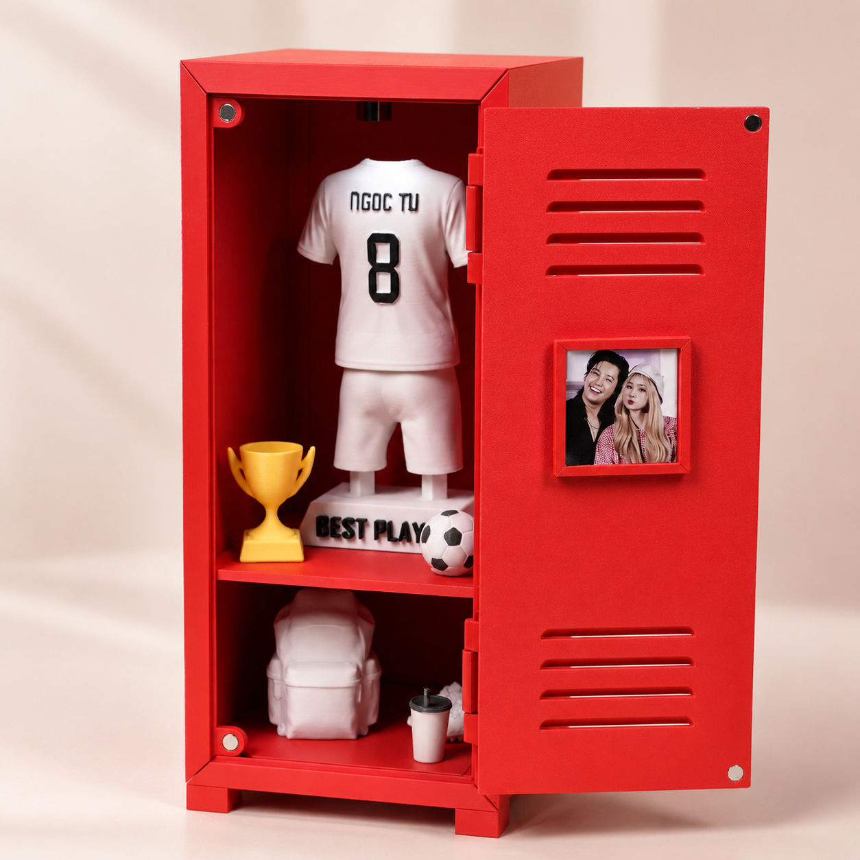 Tủ Locker Custom Áo Bóng Đá - Mô Hình Tủ Đồ Thể Thao Cá Nhân Hoá Kèm Đèn Decor