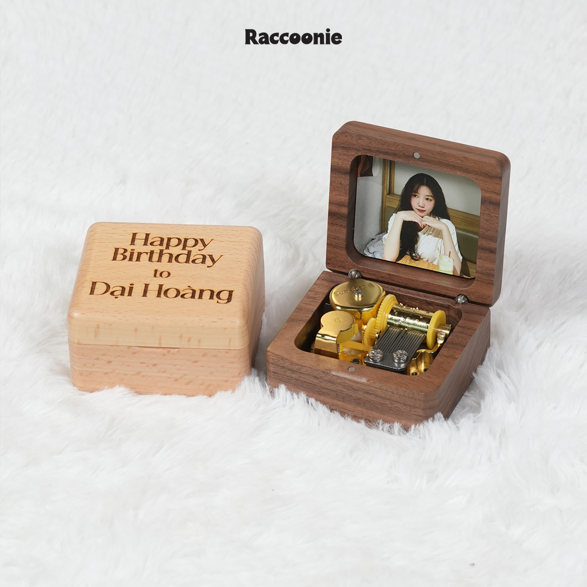 Hộp nhạc cót khắc tên, in hình theo yêu cầu, hộp gỗ óc chó cao cấp, musicbox - quà tặng sinh nhật, kỷ niệm