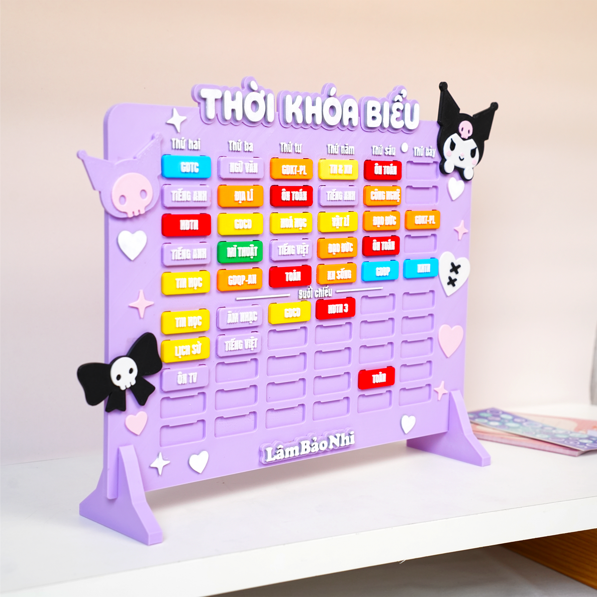 Bảng Thời Khóa Biểu Học Đường 3D – Kèm Chân Đế & Charm Trang Trí