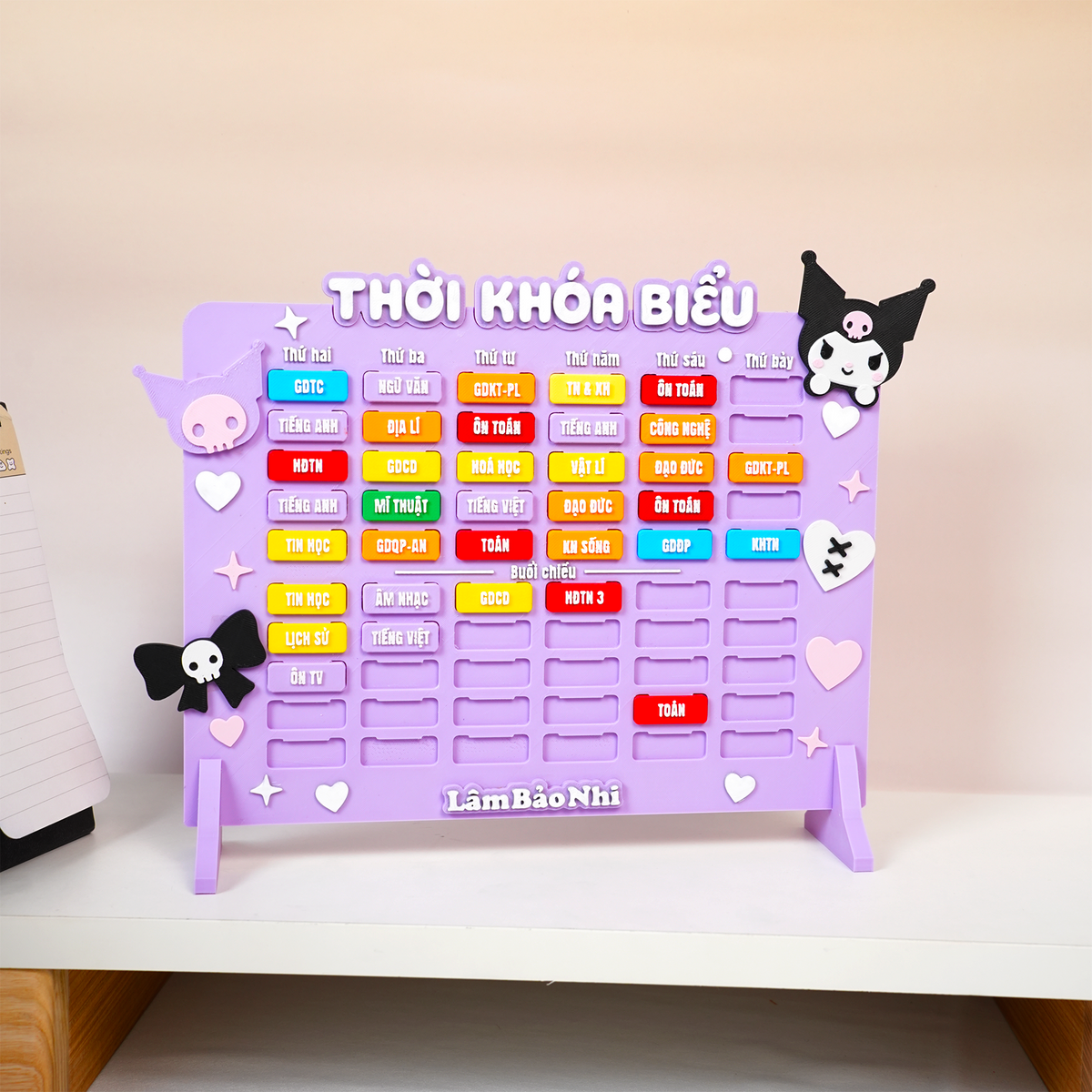 Bảng Thời Khóa Biểu Học Đường 3D – Kèm Chân Đế & Charm Trang Trí