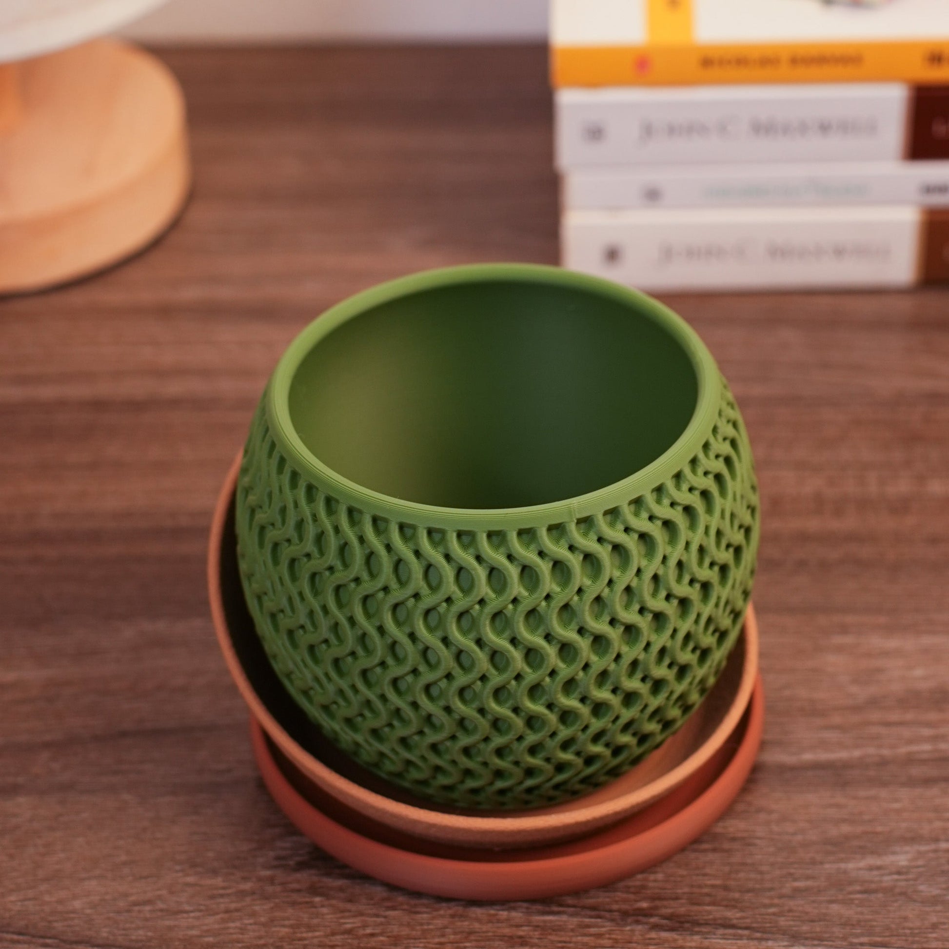Chậu Cây 3D Họa Tiết Sóng Nghệ Thuật