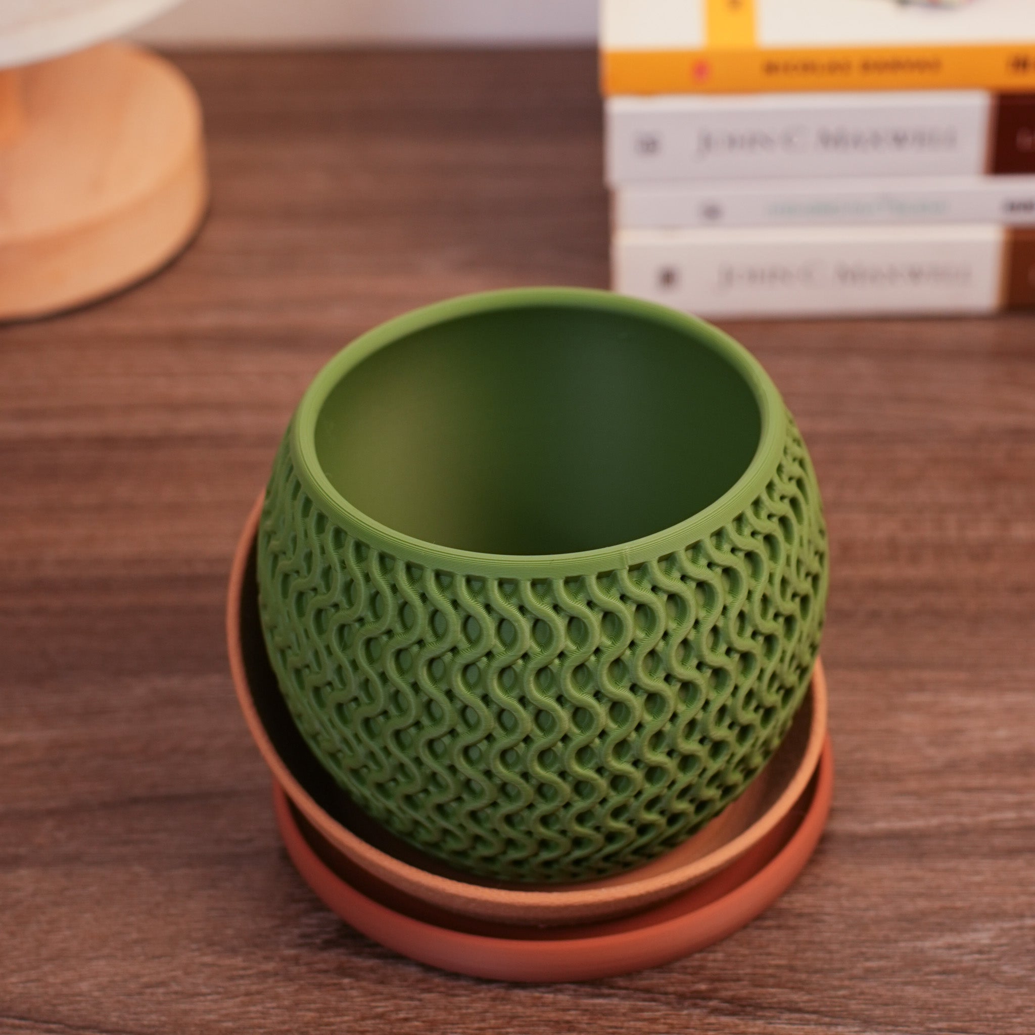 Chậu Cây 3D Họa Tiết Sóng Nghệ Thuật