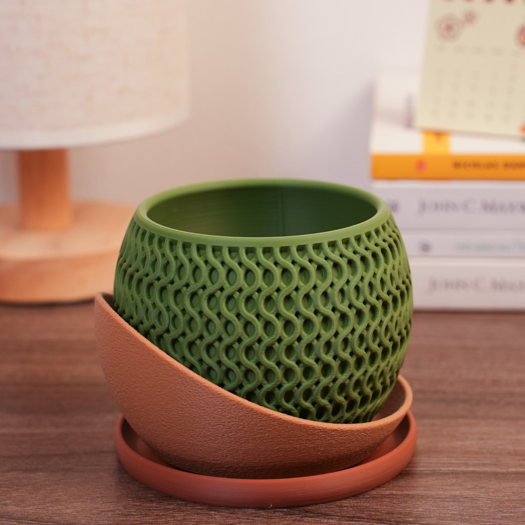 Chậu Cây 3D Họa Tiết Sóng Nghệ Thuật