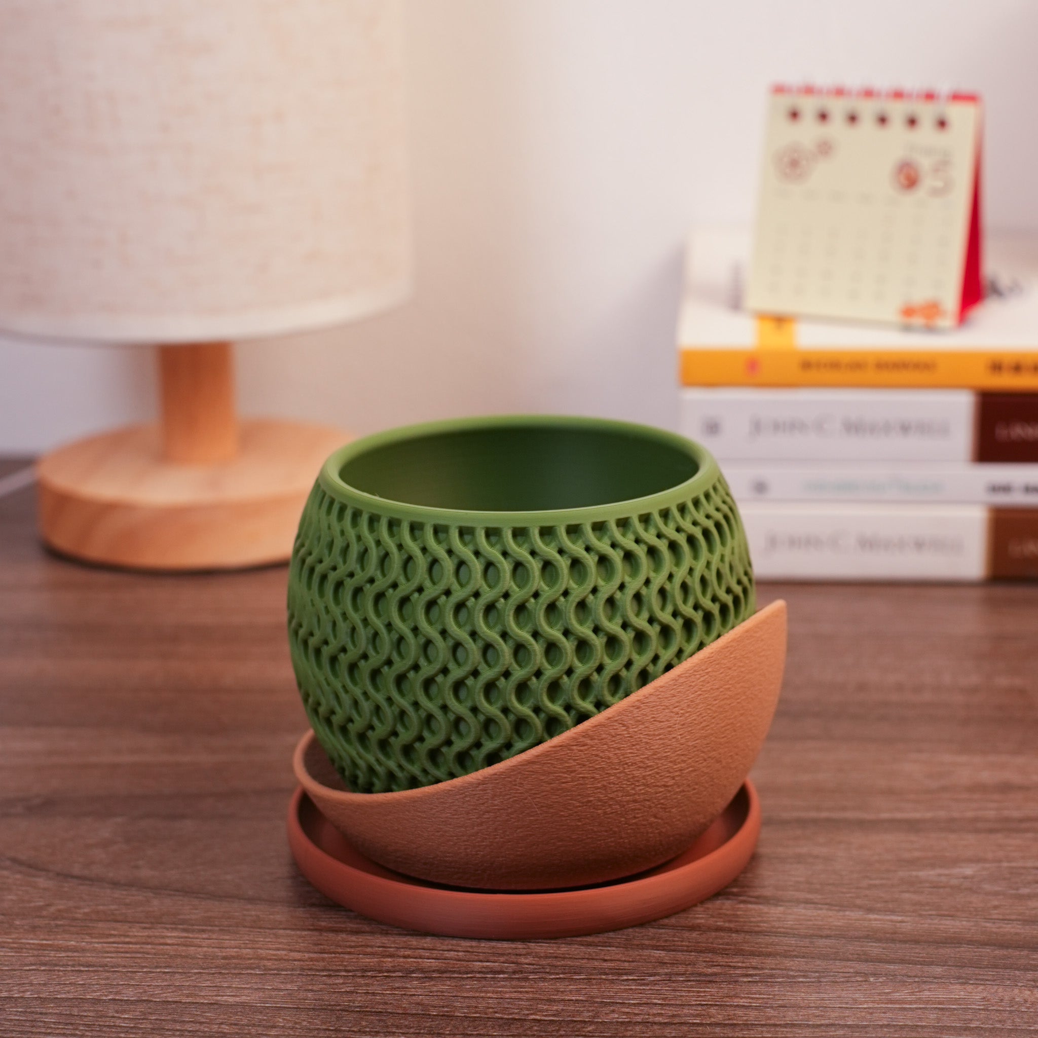 Chậu Cây 3D Họa Tiết Sóng Nghệ Thuật