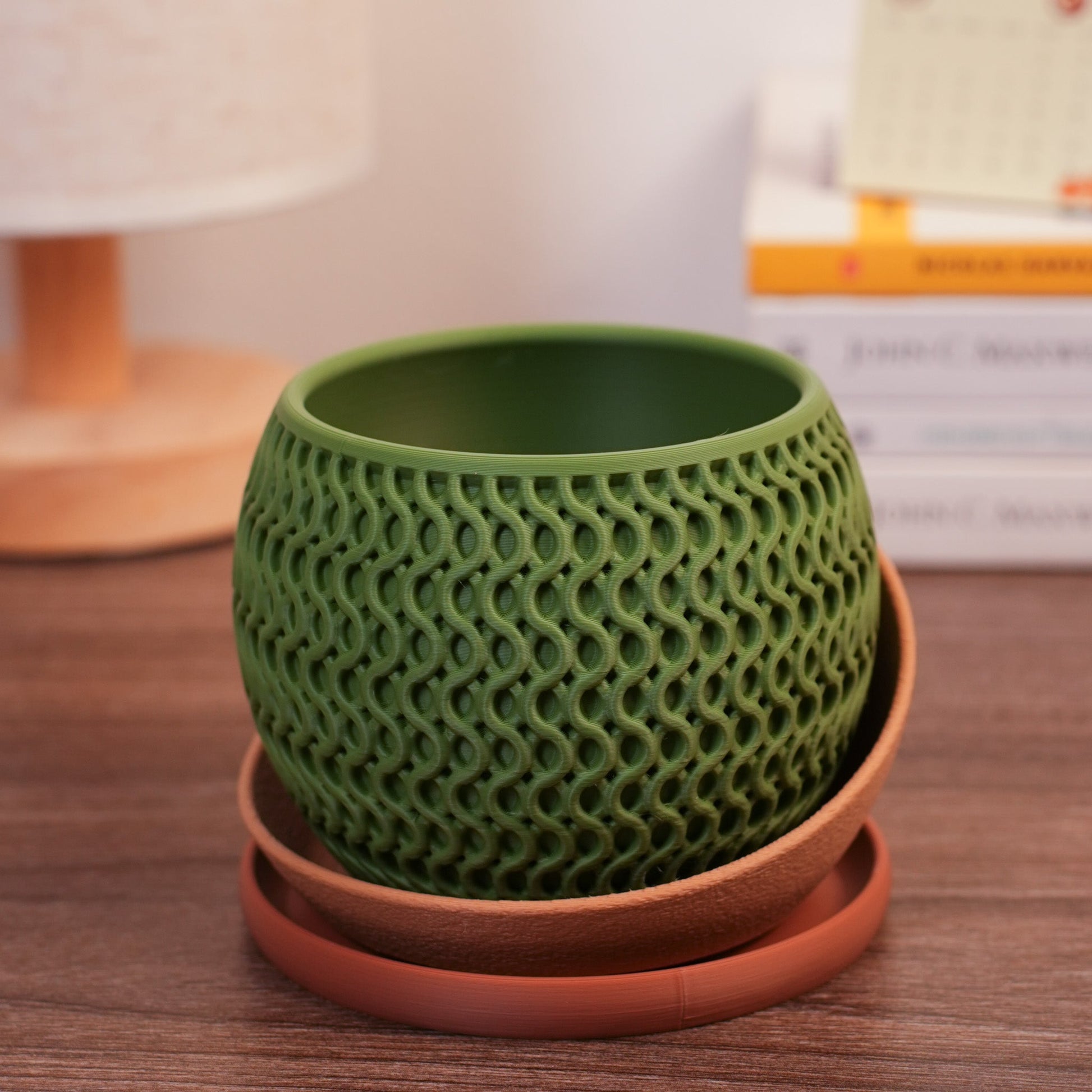 Chậu Cây 3D Họa Tiết Sóng Nghệ Thuật