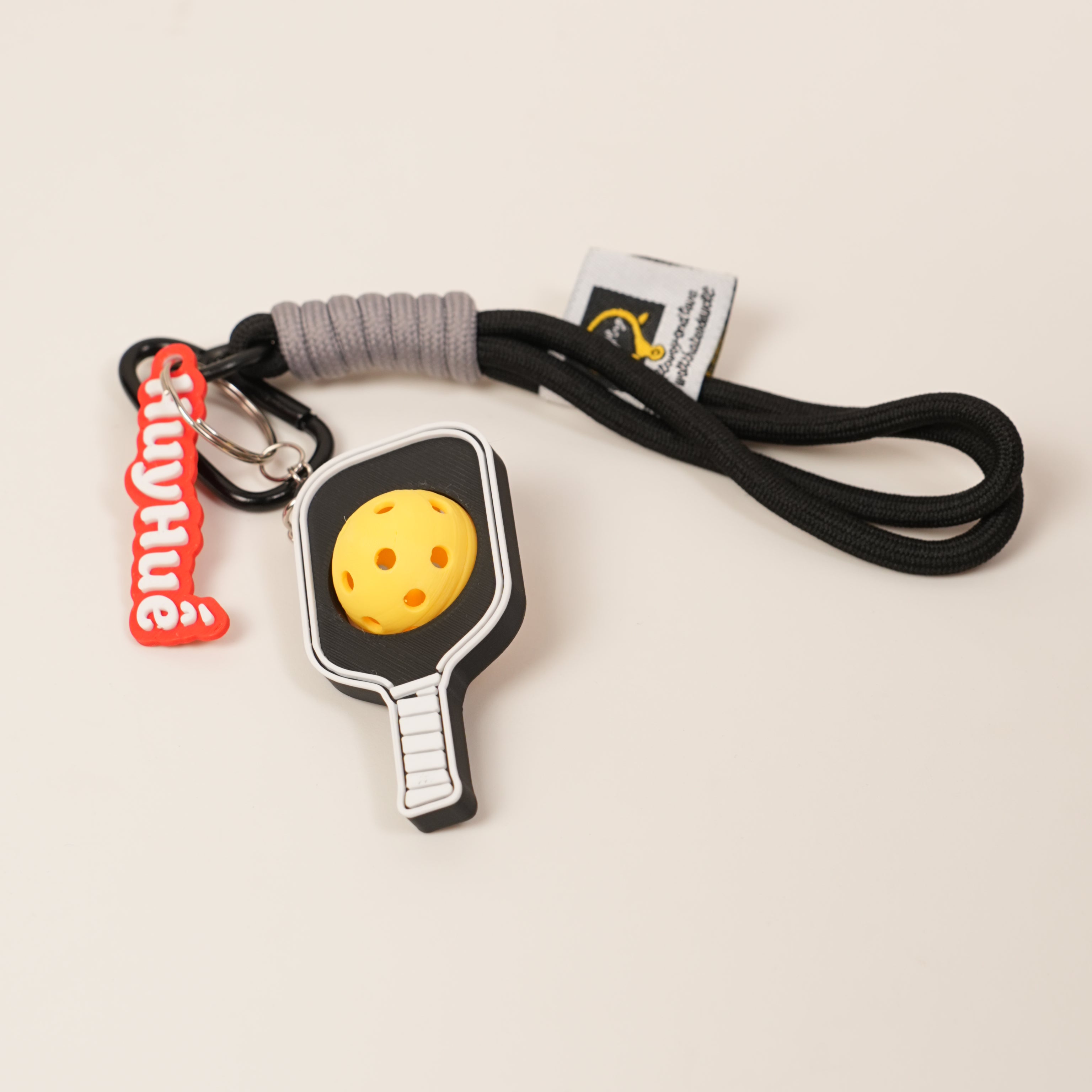 Móc Khóa Pickleball Bóng Xoay Tròn - Móc Khóa Vợt Pickleball 3D Kèm Charm Tên Theo Yêu Cầu