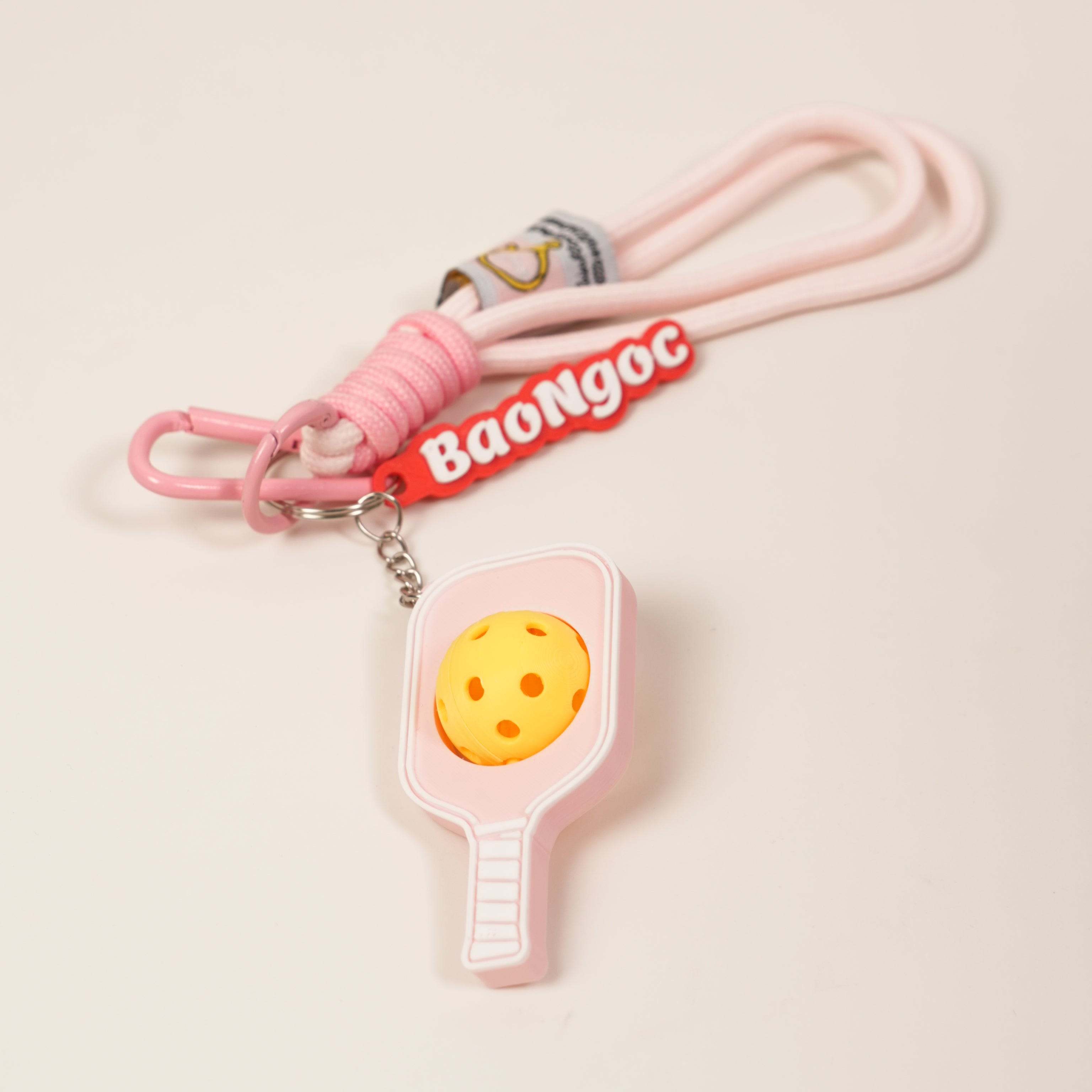 Móc Khóa Pickleball Bóng Xoay Tròn - Móc Khóa Vợt Pickleball 3D Kèm Charm Tên Theo Yêu Cầu