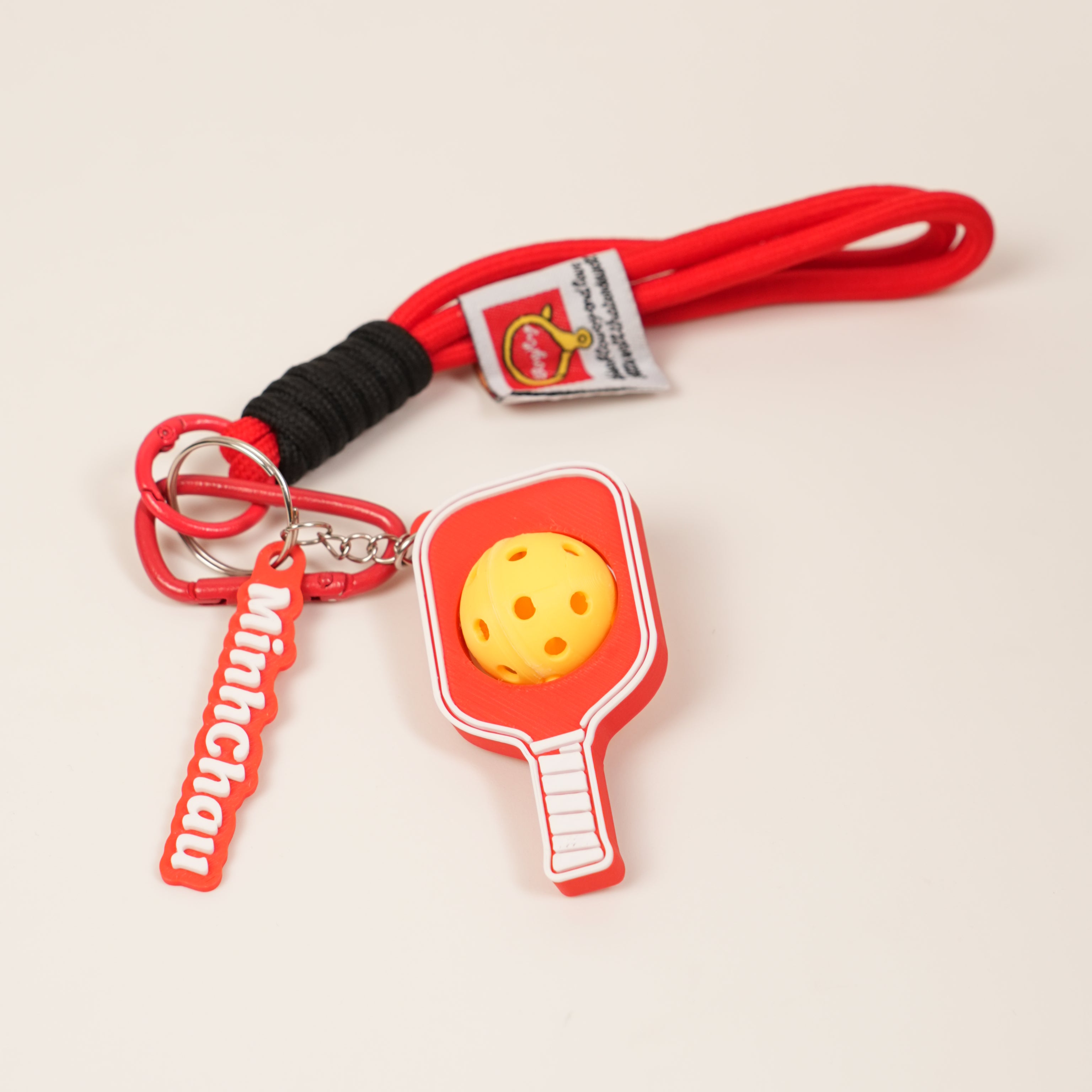 Móc Khóa Pickleball Bóng Xoay Tròn - Móc Khóa Vợt Pickleball 3D Kèm Charm Tên Theo Yêu Cầu