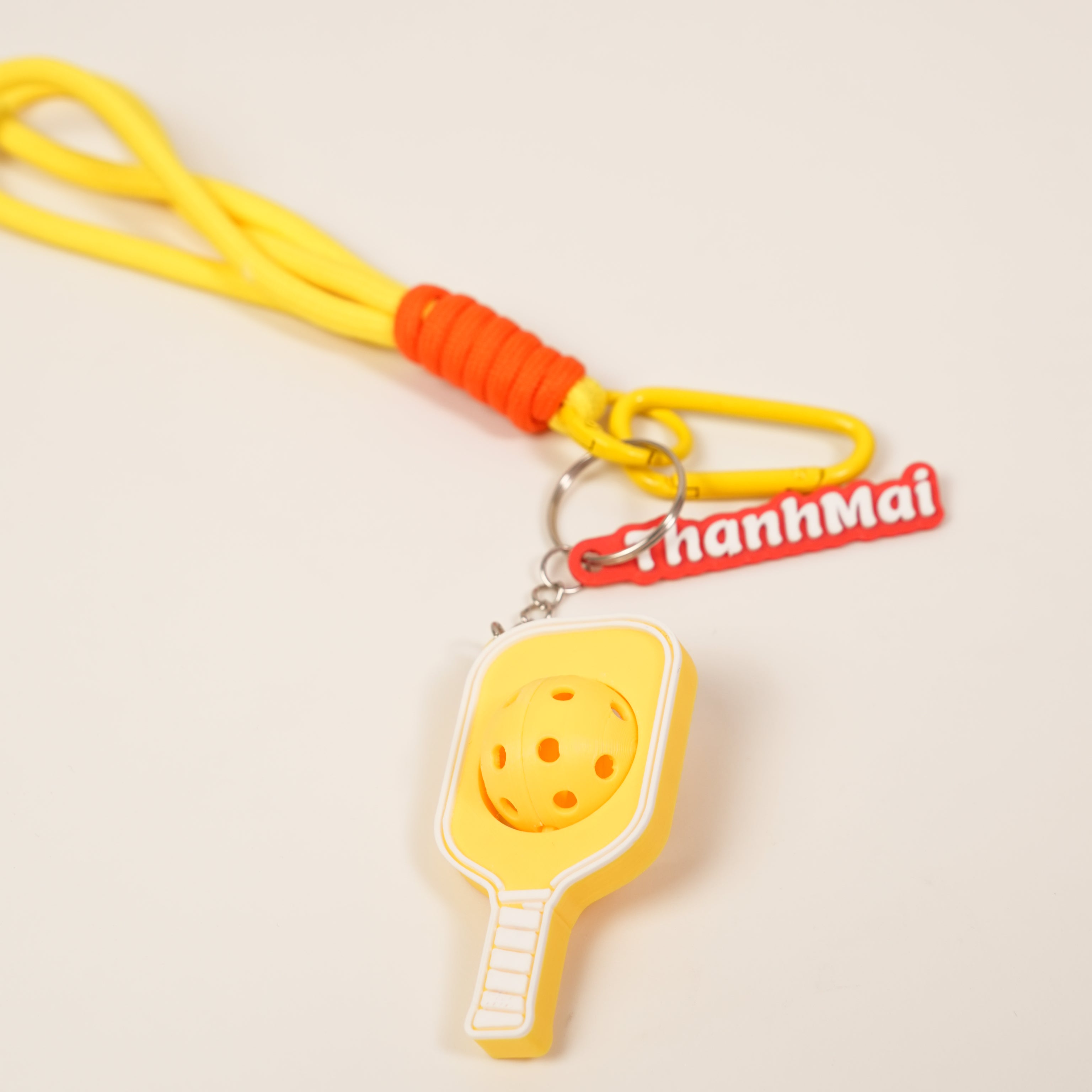 Móc Khóa Pickleball Bóng Xoay Tròn - Móc Khóa Vợt Pickleball 3D Kèm Charm Tên Theo Yêu Cầu