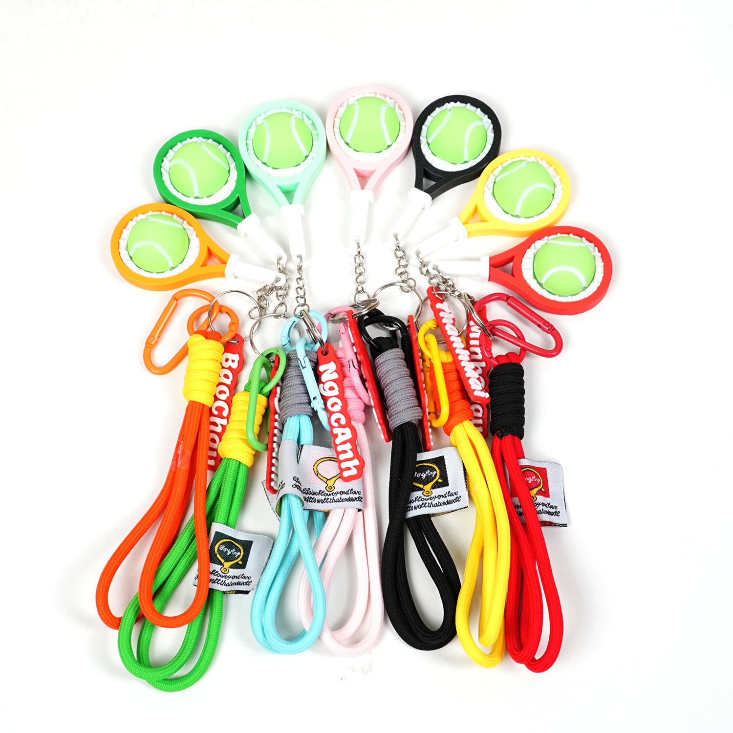 Móc Khoá Clicky Tennis Custom Tên Cá Nhân Hoá - Móc Khóa Vợt Tennis Mini Kèm Charm Tên