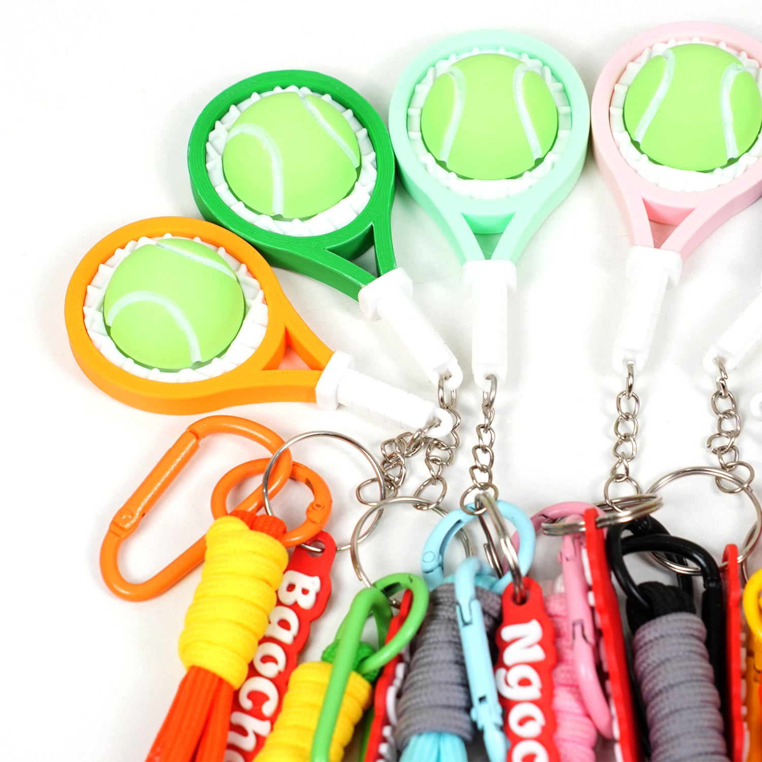 Móc Khoá Clicky Tennis Custom Tên Cá Nhân Hoá - Móc Khóa Vợt Tennis Mini Kèm Charm Tên