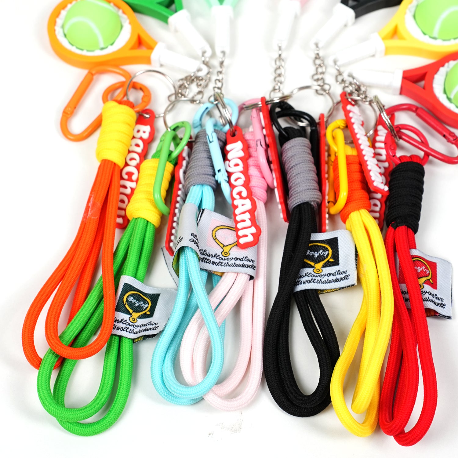 Móc Khoá Clicky Tennis Custom Tên Cá Nhân Hoá - Móc Khóa Vợt Tennis Mini Kèm Charm Tên