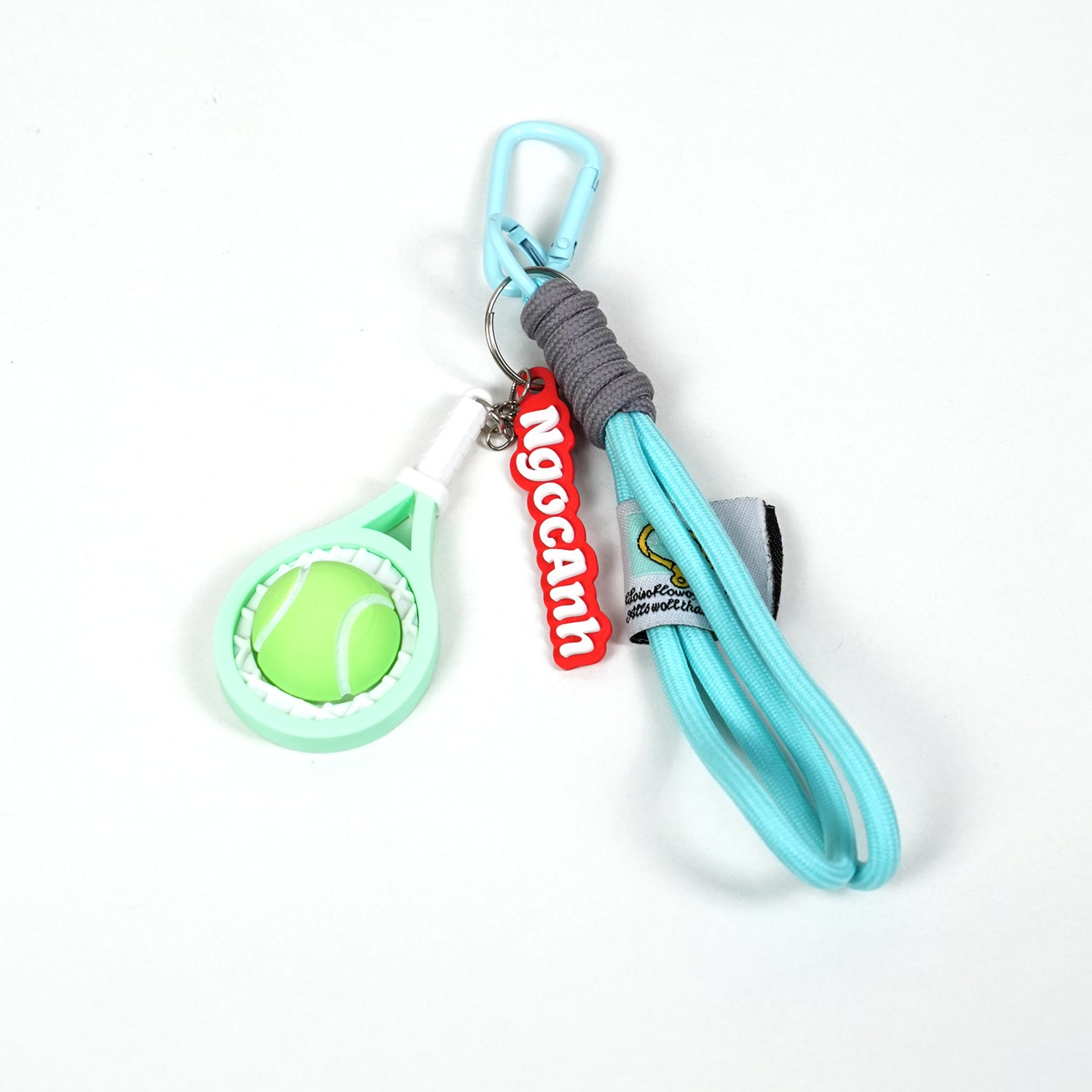 Móc Khoá Clicky Tennis Custom Tên Cá Nhân Hoá - Móc Khóa Vợt Tennis Mini Kèm Charm Tên