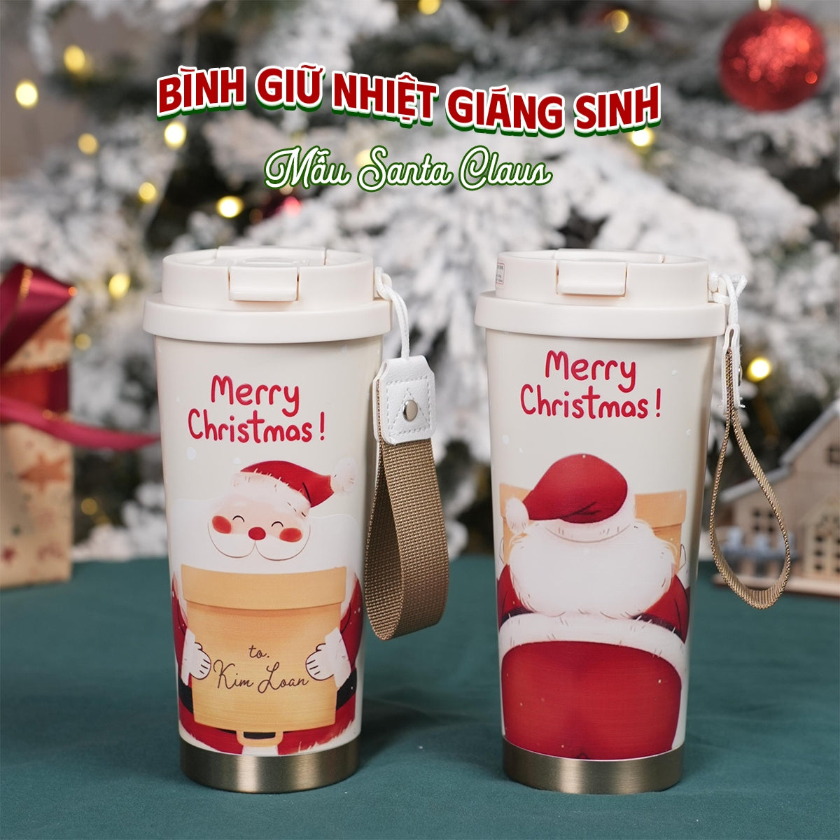 LY GIỮ NHIỆT KỶ NIỆM GIÁNG SINH - Quà tặng cá nhân hóa, in theo yêu cầu - Ly giữ nhiệt cao cấp 520ML, quà tặng Noel