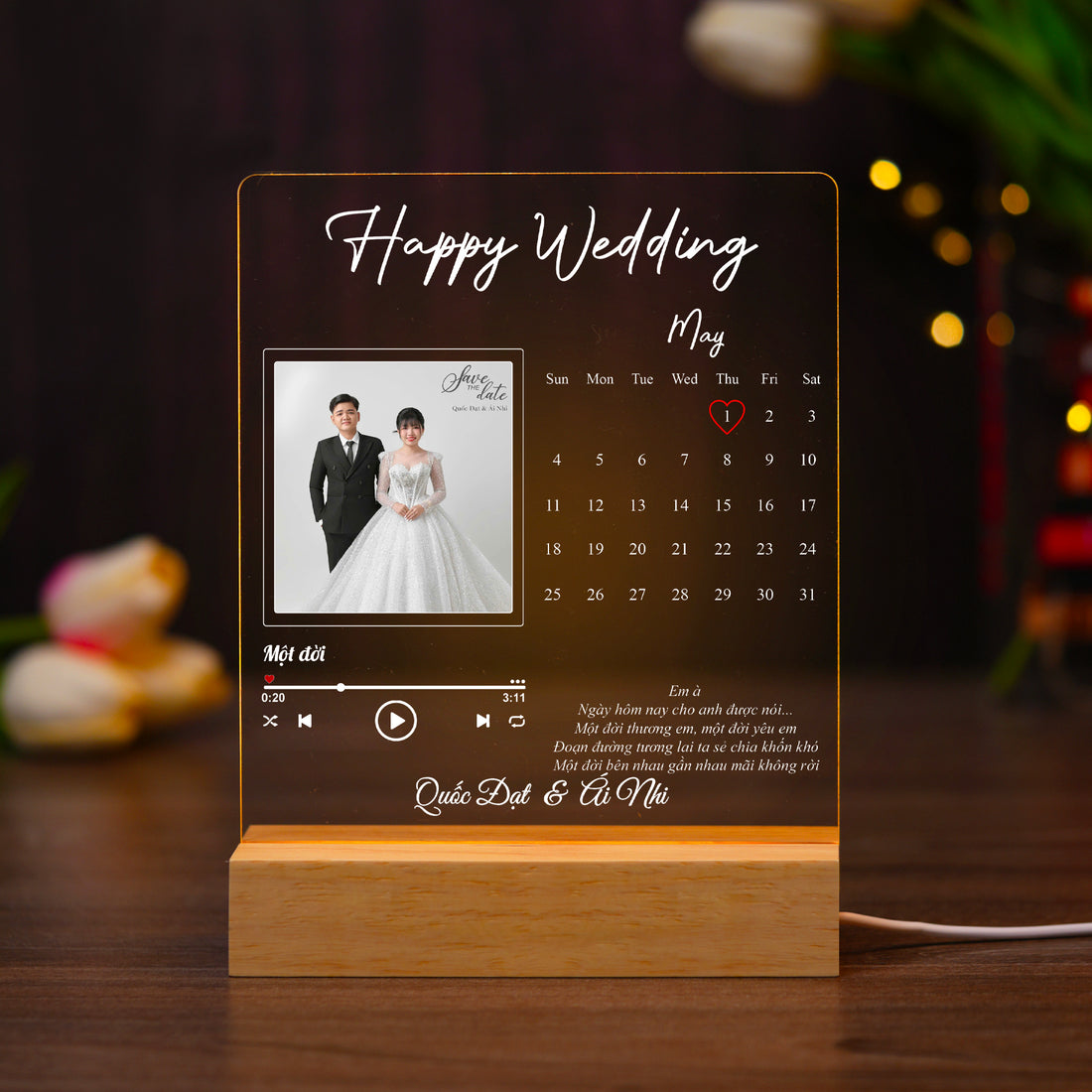 ĐÈN NGỦ QUÀ CƯỚI - Thiết kế theo yêu cầu - Đèn LED 3D trang trí phòng, quà tặng đặc biệt