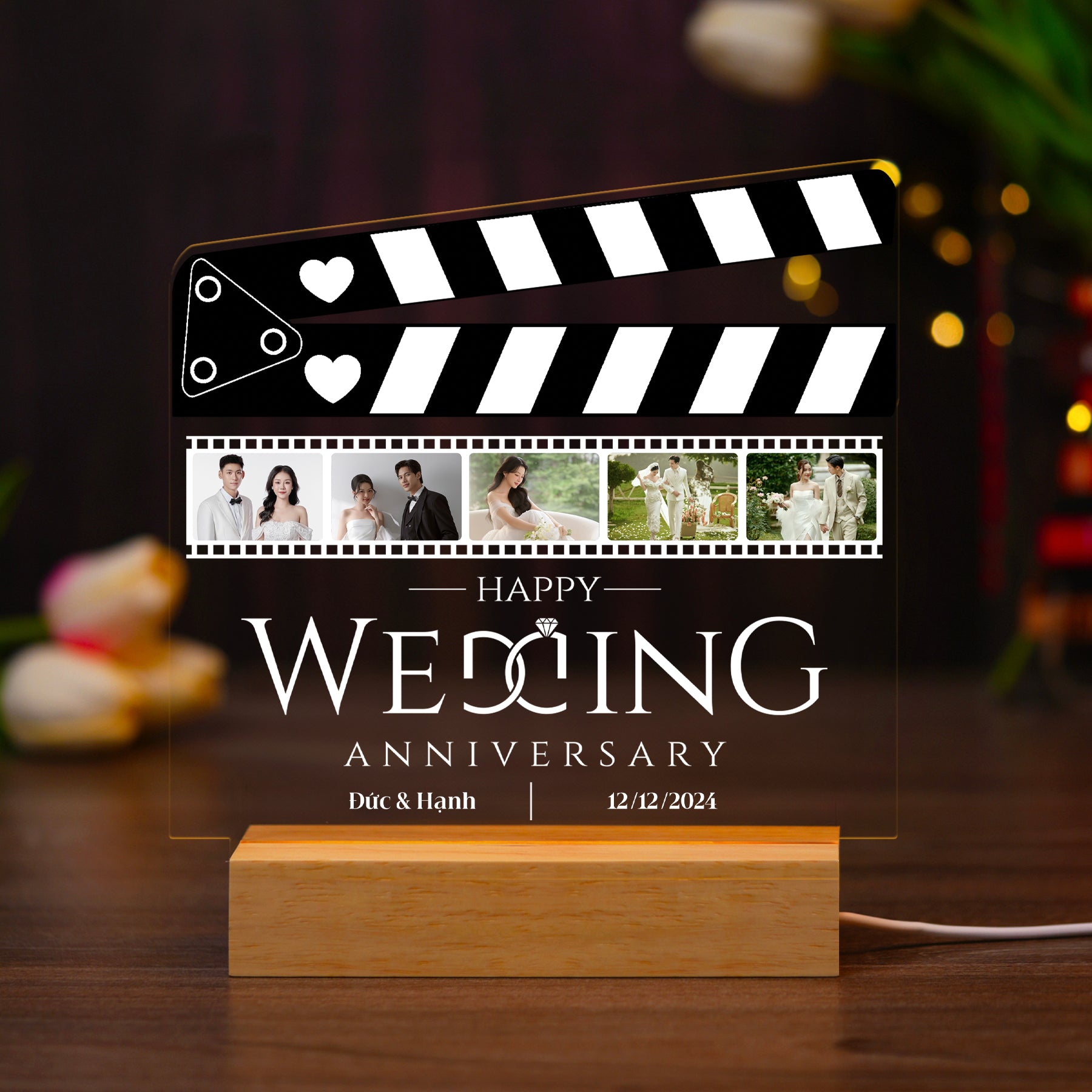 ĐÈN NGỦ QUÀ CƯỚI - Thiết kế theo yêu cầu - Đèn LED 3D trang trí phòng, quà tặng đặc biệt