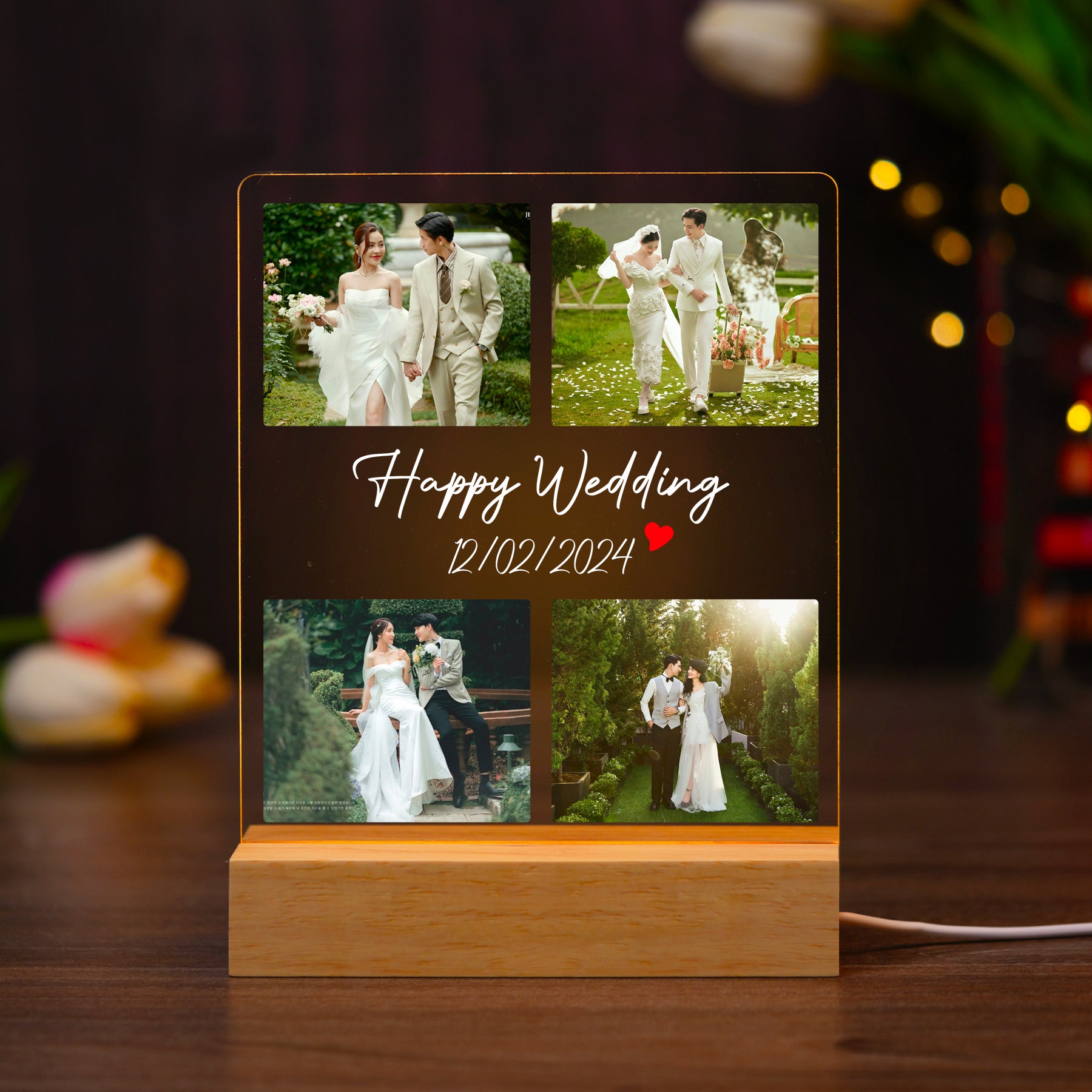 ĐÈN NGỦ QUÀ CƯỚI - Thiết kế theo yêu cầu - Đèn LED 3D trang trí phòng, quà tặng đặc biệt