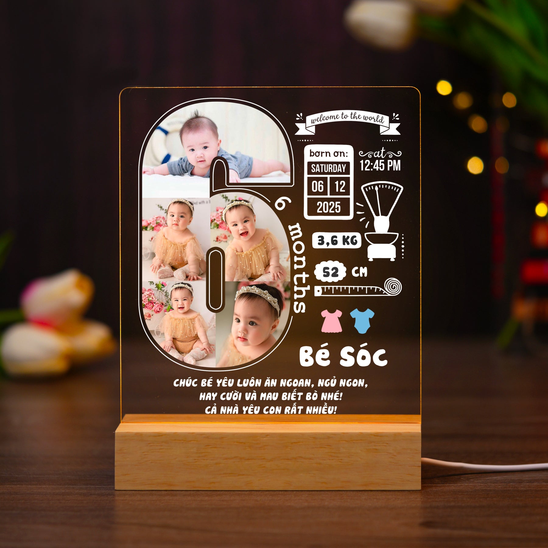 ĐÈN NGỦ SINH NHẬT - Thiết kế theo yêu cầu - Đèn LED 3D trang trí phòng, quà tặng đặc biệt