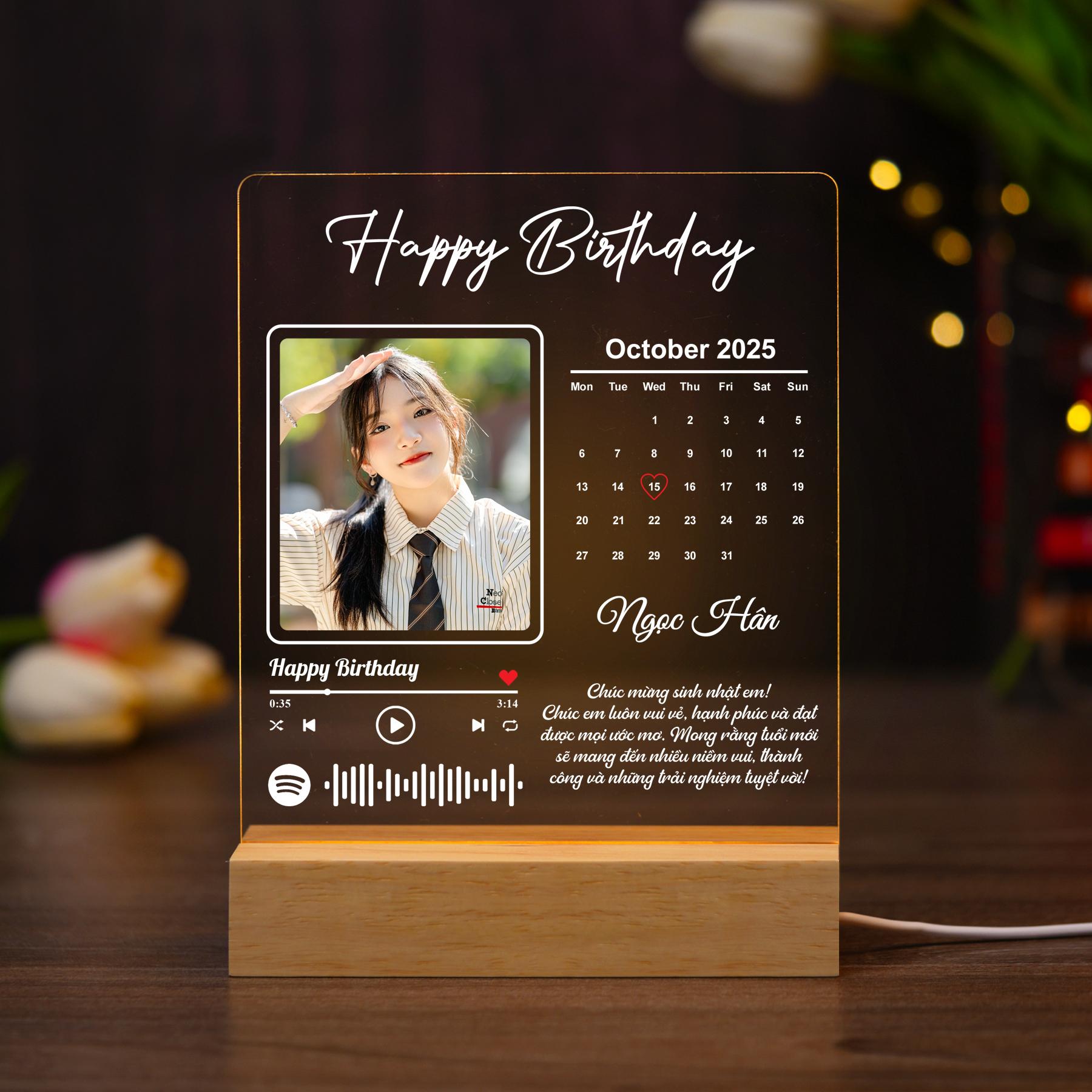 ĐÈN NGỦ SINH NHẬT - Thiết kế theo yêu cầu - Đèn LED 3D trang trí phòng, quà tặng đặc biệt