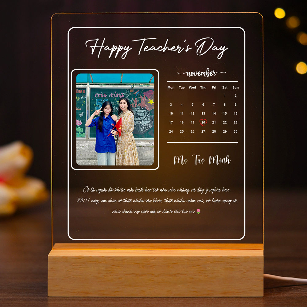 ĐÈN NGỦ KỶ NIỆM THẦY CÔ - Thiết kế theo yêu cầu - Đèn LED 3D trang trí phòng, quà tặng tri ân