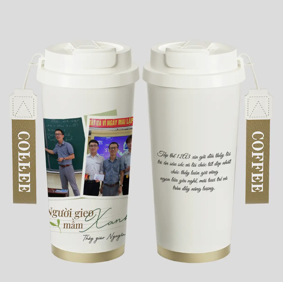 LY GIỮ NHIỆT KỶ NIỆM NGÀY NHÀ GIÁO - Quà tặng cá nhân hóa, in theo yêu cầu - Ly giữ nhiệt cao cấp 520ML, quà tặng tri ân thầy cô