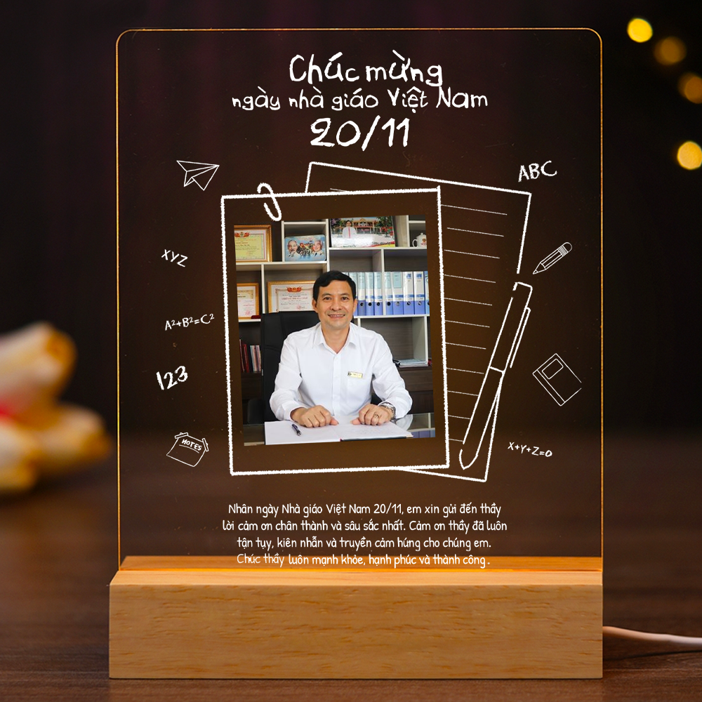 ĐÈN NGỦ KỶ NIỆM THẦY CÔ - Thiết kế theo yêu cầu - Đèn LED 3D trang trí phòng, quà tặng tri ân