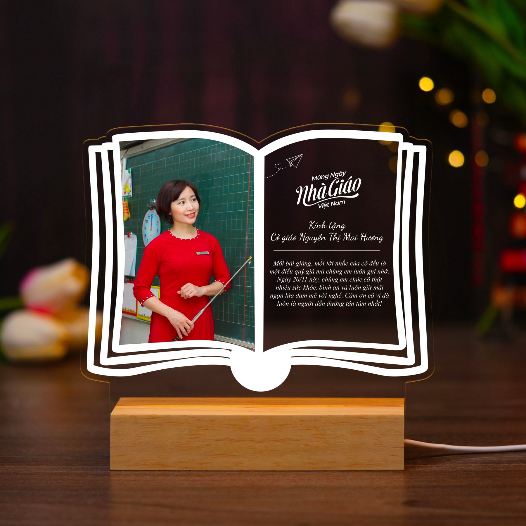 ĐÈN NGỦ KỶ NIỆM THẦY CÔ - Thiết kế theo yêu cầu - Đèn LED 3D trang trí phòng, quà tặng tri ân