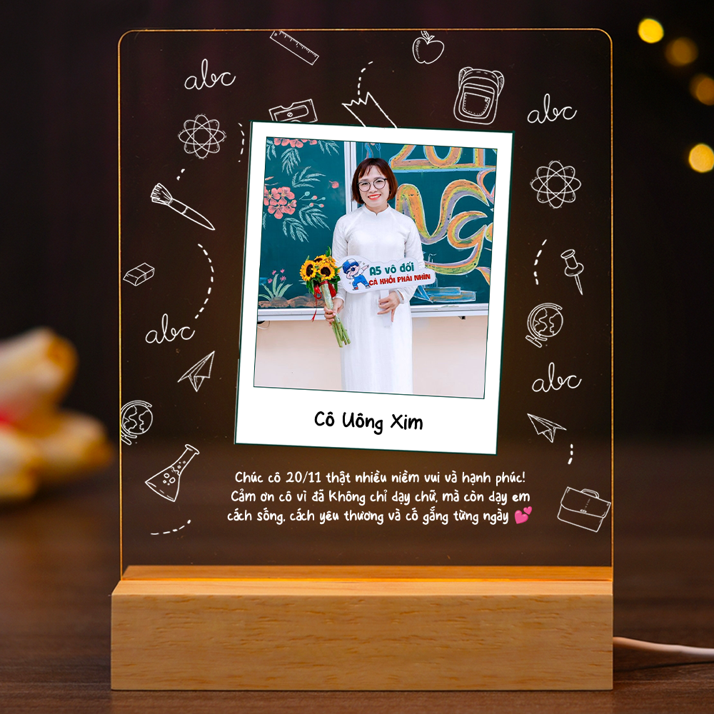 ĐÈN NGỦ KỶ NIỆM THẦY CÔ - Thiết kế theo yêu cầu - Đèn LED 3D trang trí phòng, quà tặng tri ân