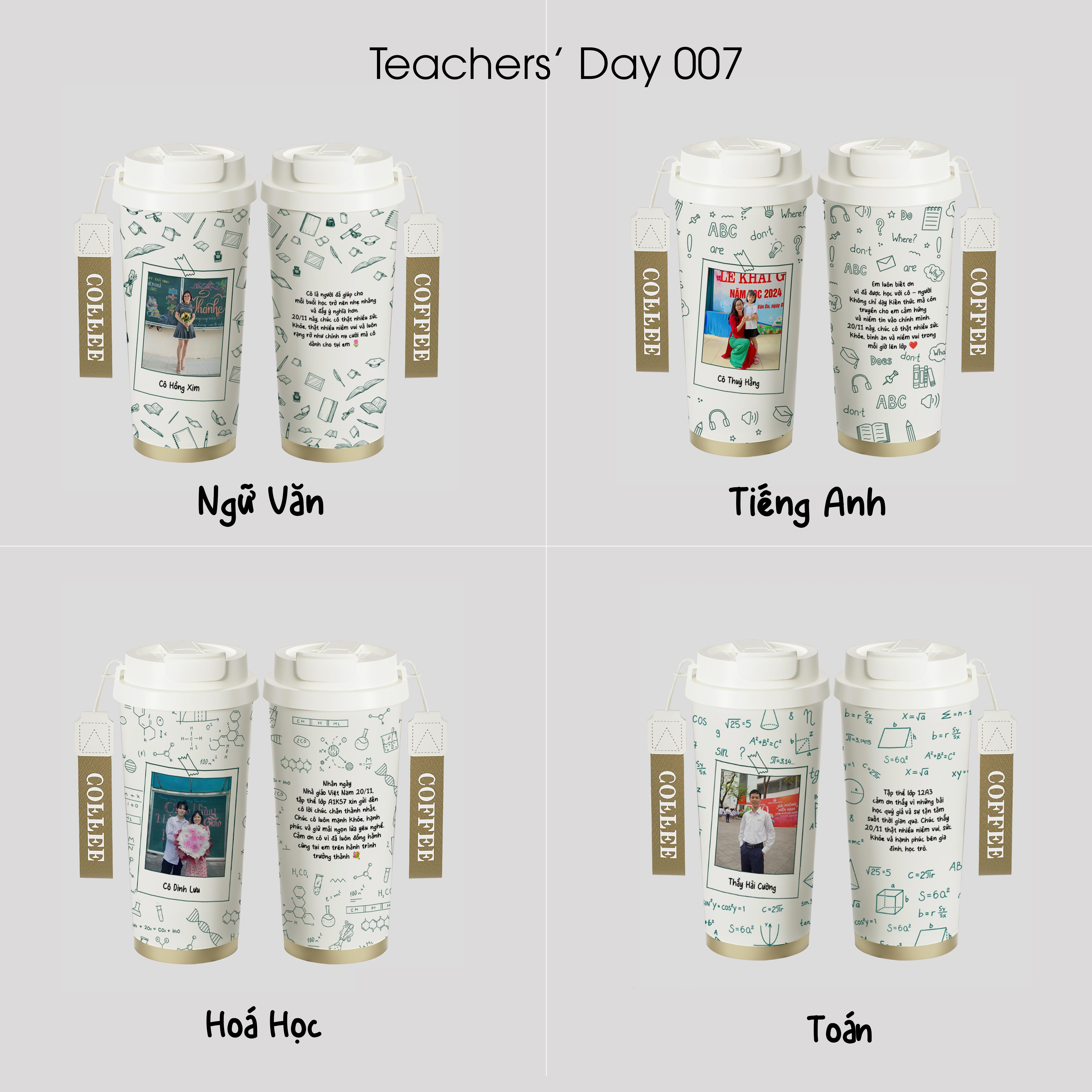 LY GIỮ NHIỆT KỶ NIỆM NGÀY NHÀ GIÁO - Quà tặng cá nhân hóa, in theo yêu cầu - Ly giữ nhiệt cao cấp 520ML, quà tặng tri ân thầy cô