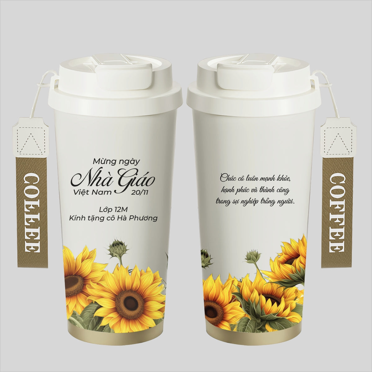 LY GIỮ NHIỆT KỶ NIỆM NGÀY NHÀ GIÁO - Quà tặng cá nhân hóa, in theo yêu cầu - Ly giữ nhiệt cao cấp 520ML, quà tặng tri ân thầy cô