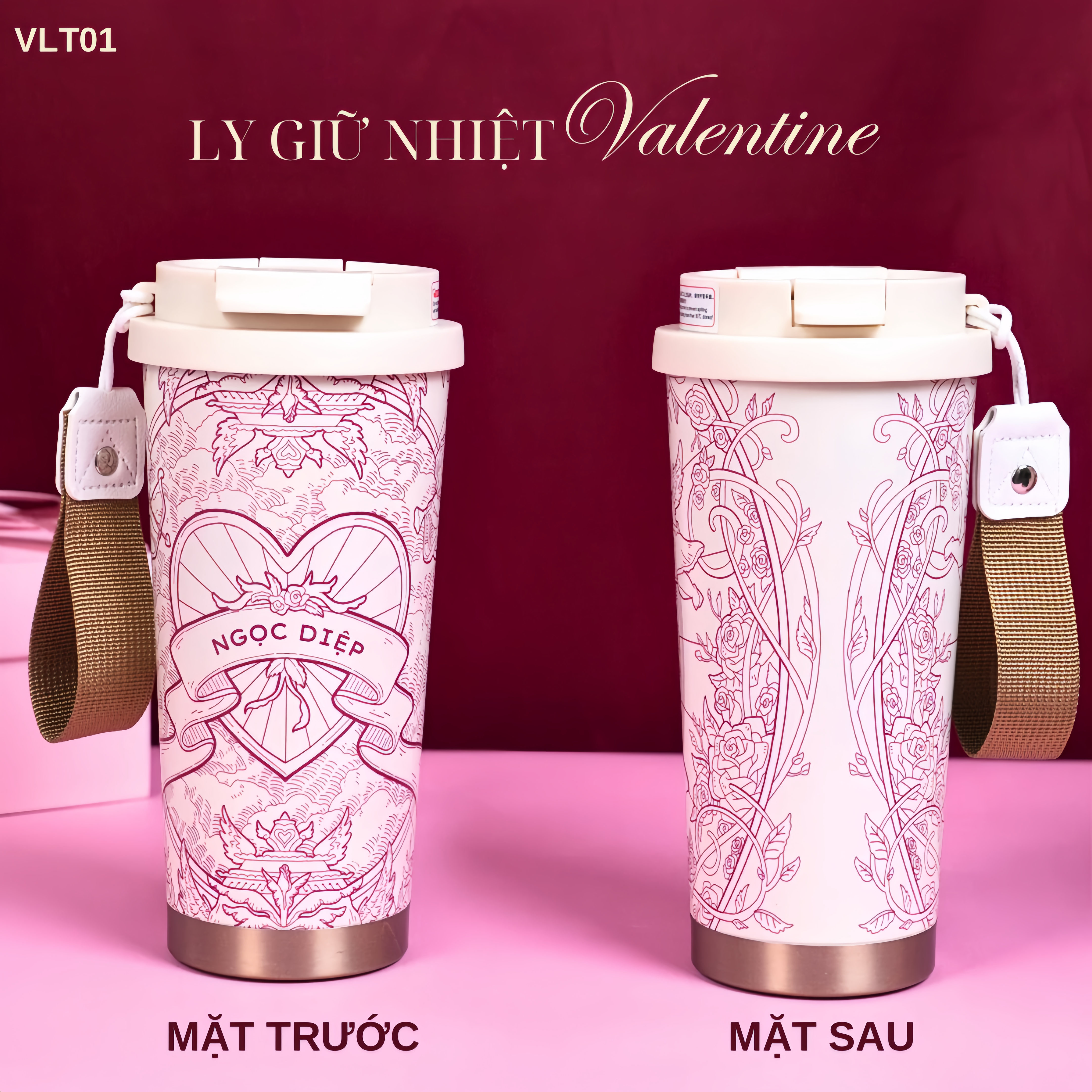 LY GIỮ NHIỆT KỶ NIỆM VALENTINE - Quà tặng cá nhân hóa, in theo yêu cầu - Ly giữ nhiệt cao cấp 520ML, quà tặng tình yêu