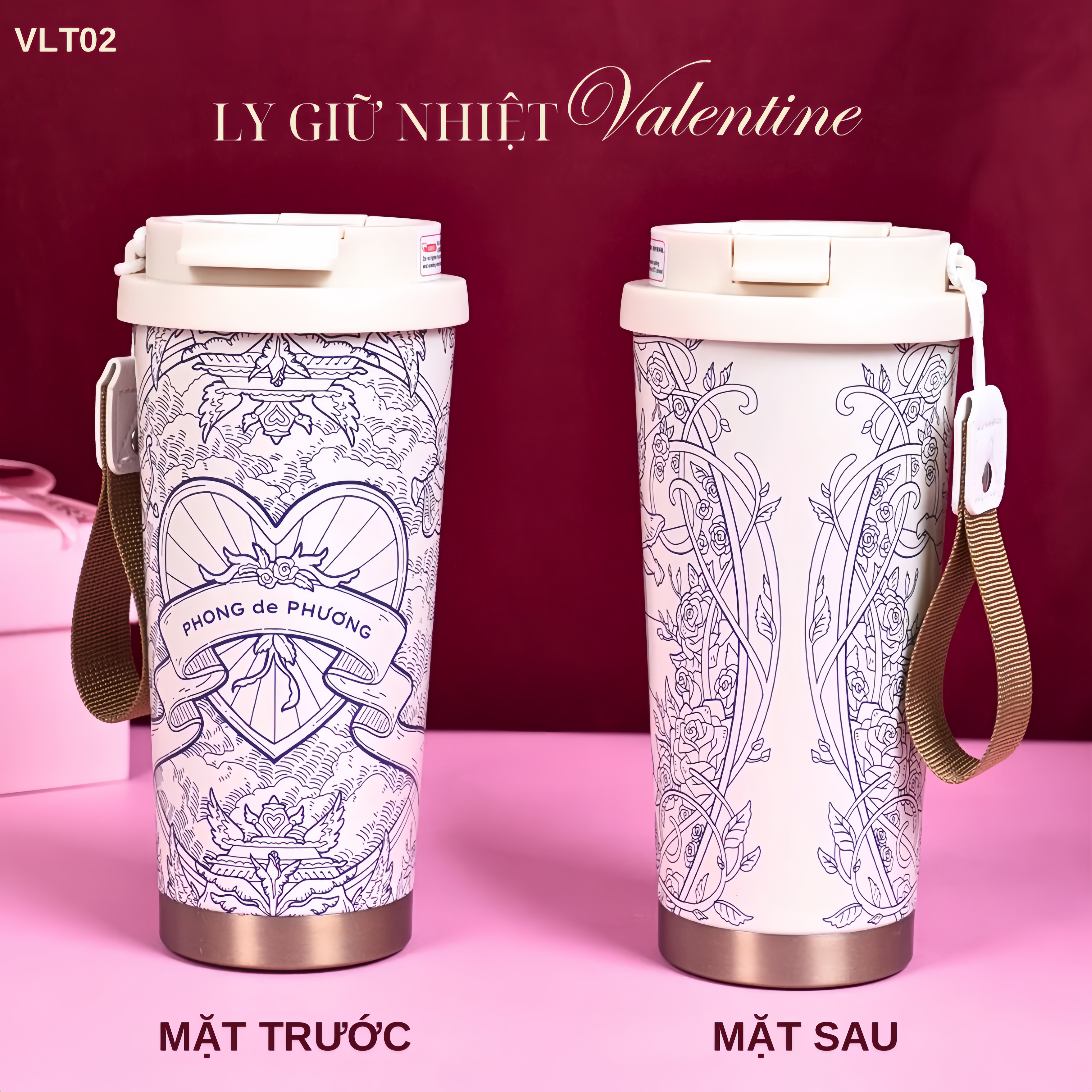 LY GIỮ NHIỆT KỶ NIỆM VALENTINE - Quà tặng cá nhân hóa, in theo yêu cầu - Ly giữ nhiệt cao cấp 520ML, quà tặng tình yêu