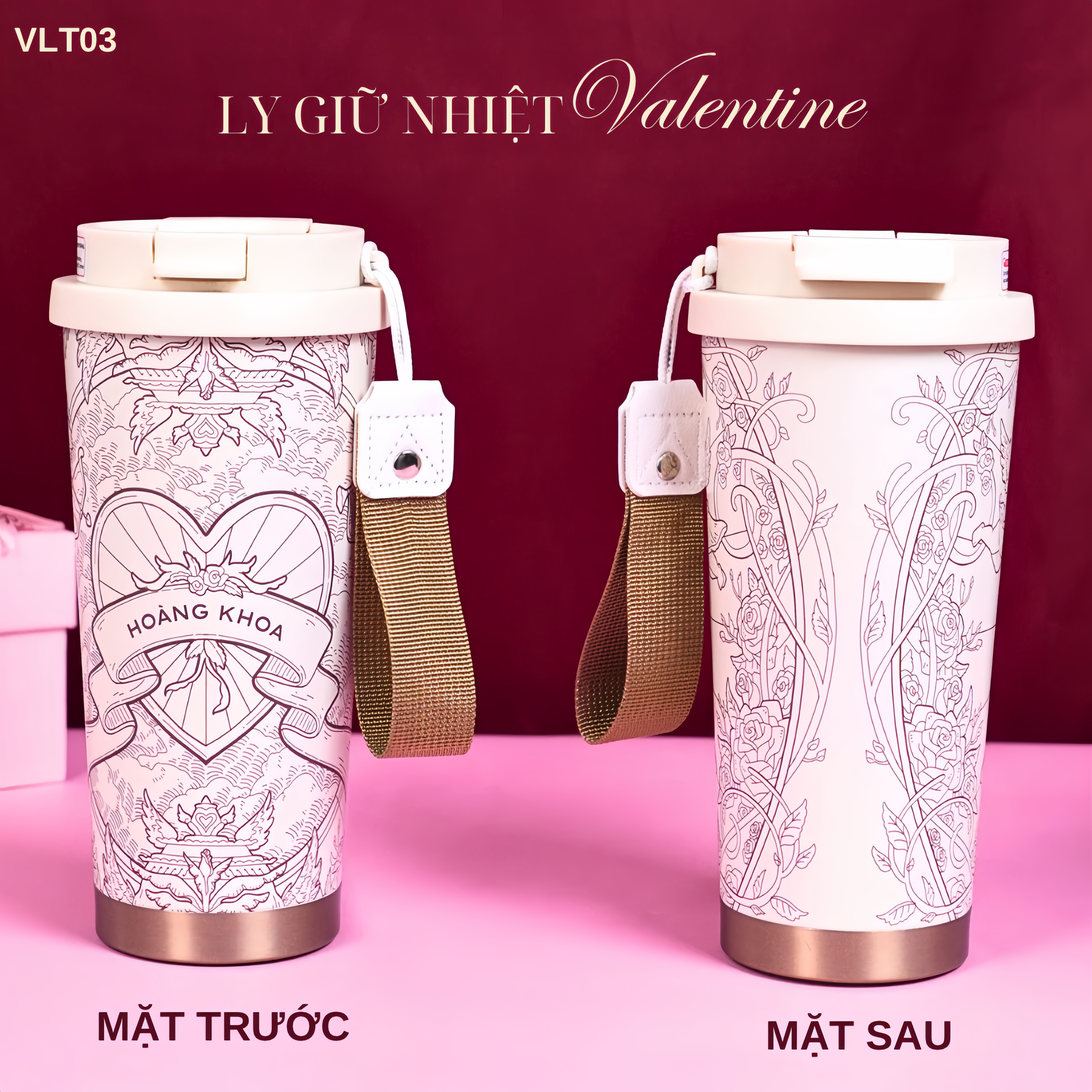 LY GIỮ NHIỆT KỶ NIỆM VALENTINE - Quà tặng cá nhân hóa, in theo yêu cầu - Ly giữ nhiệt cao cấp 520ML, quà tặng tình yêu
