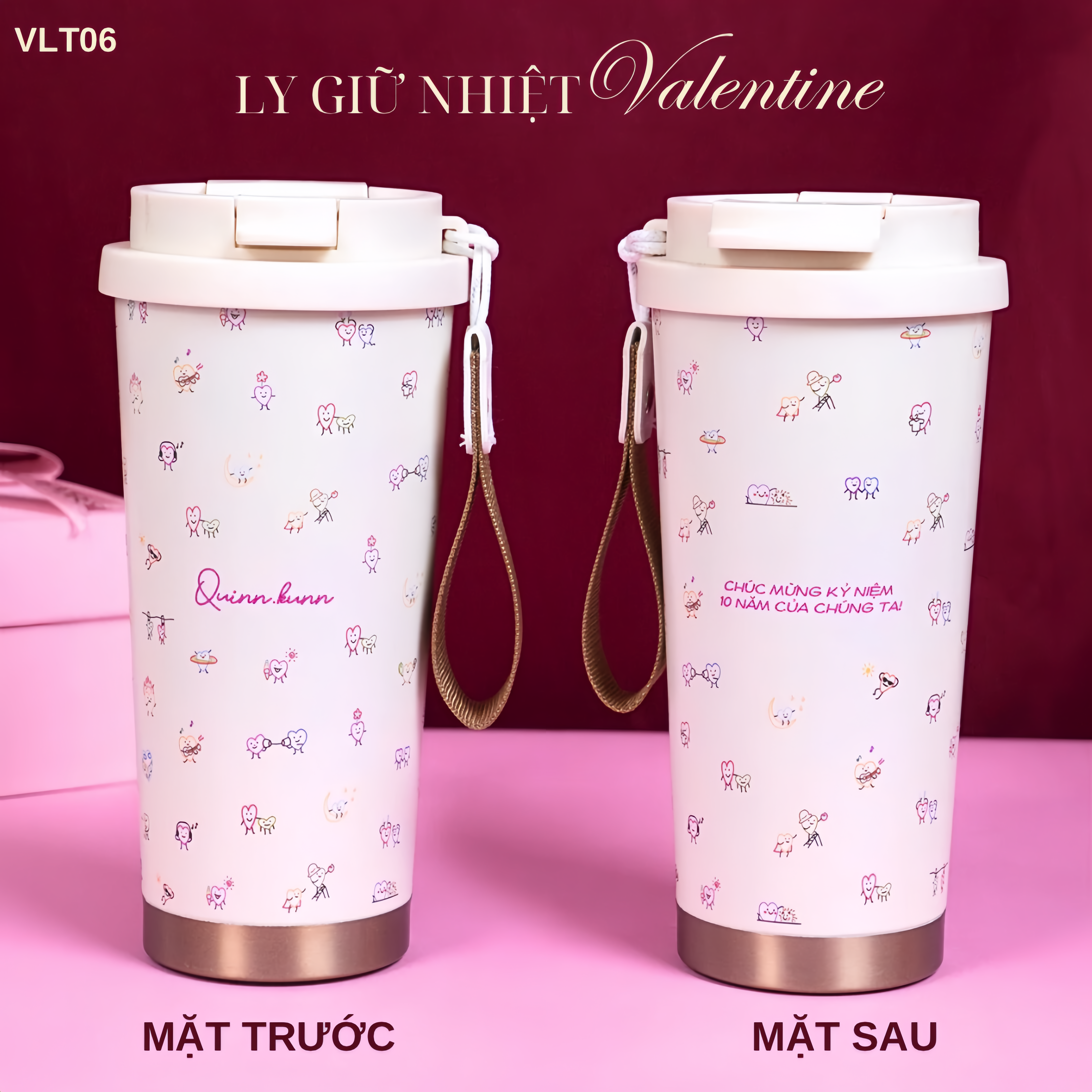 LY GIỮ NHIỆT KỶ NIỆM VALENTINE - Quà tặng cá nhân hóa, in theo yêu cầu - Ly giữ nhiệt cao cấp 520ML, quà tặng tình yêu