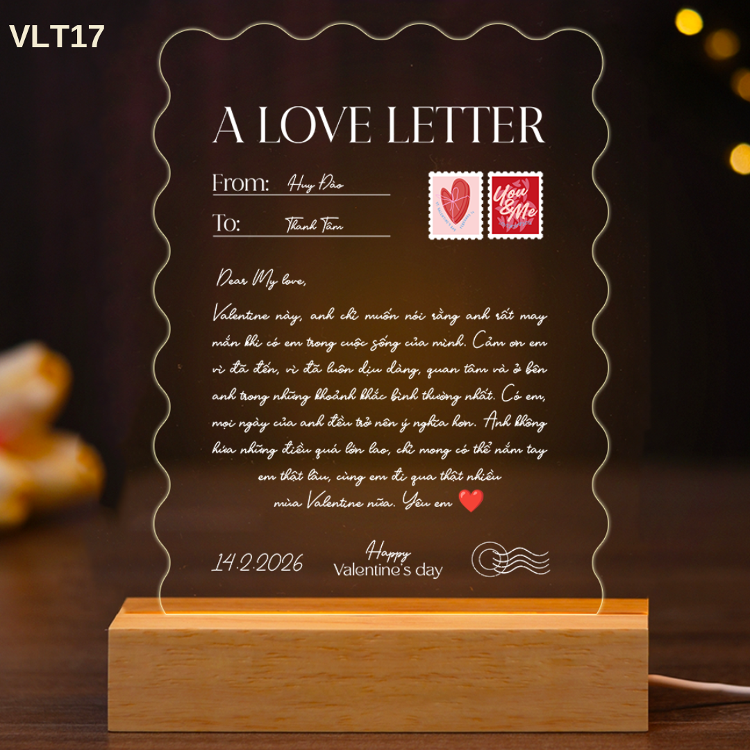 ĐÈN NGỦ KỶ NIỆM VALENTINE - Thiết kế theo yêu cầu - Đèn LED 3D trang trí phòng, quà tặng tình yêu