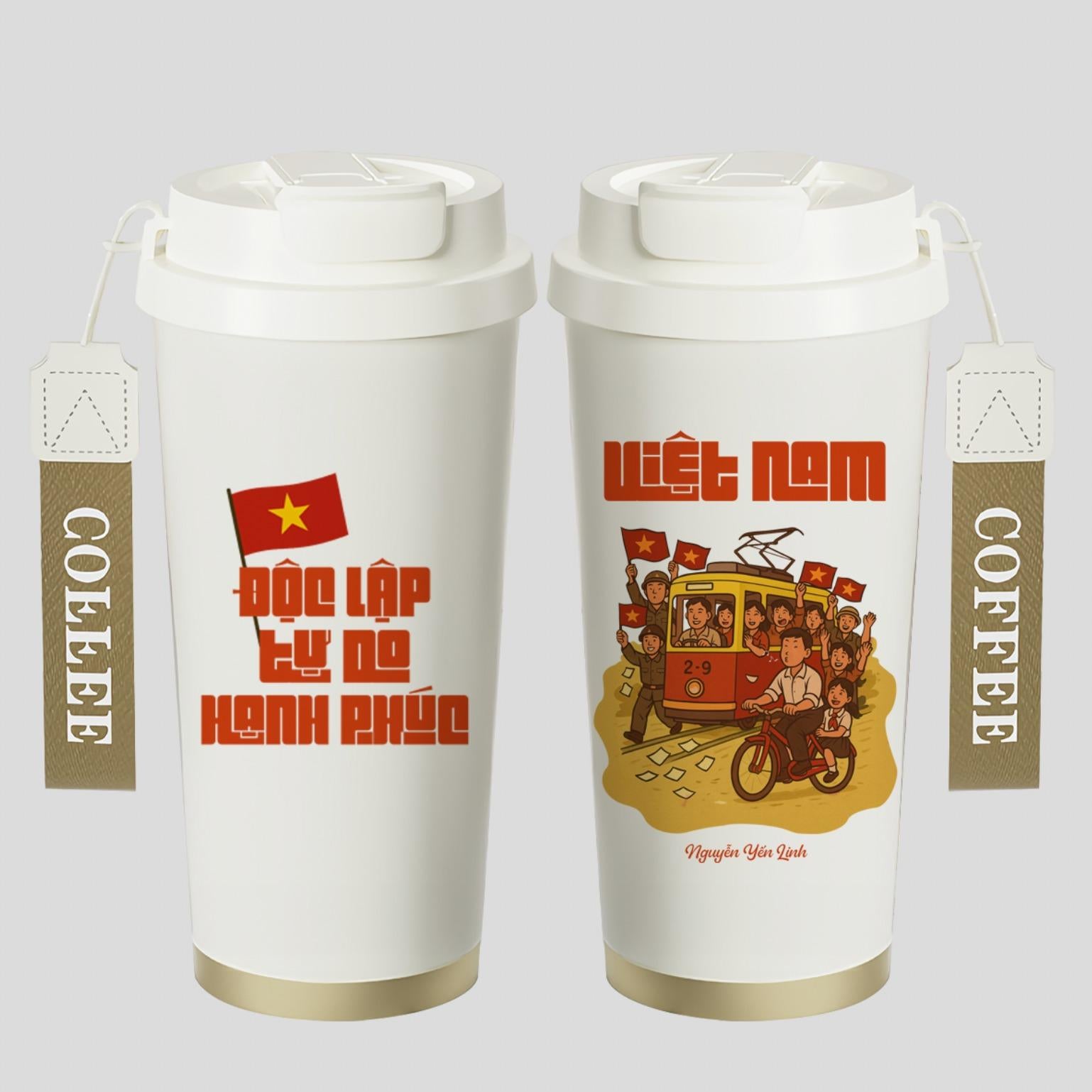 LY GIỮ NHIỆT KỶ NIỆM VIỆT NAM - Quà tặng cá nhân hóa, in theo yêu cầu - Ly giữ nhiệt cao cấp 520ML, quà tặng quê hương