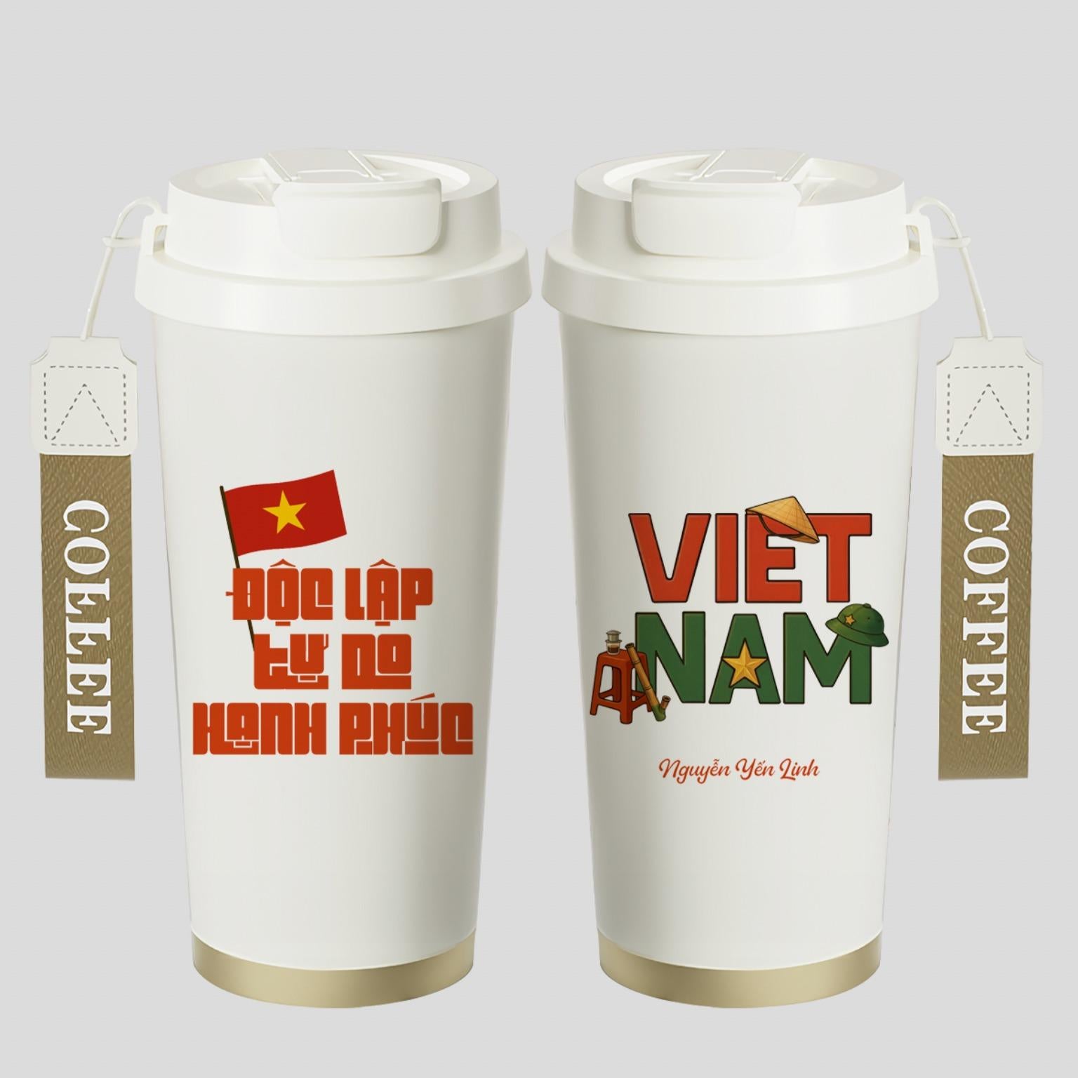 LY GIỮ NHIỆT KỶ NIỆM VIỆT NAM - Quà tặng cá nhân hóa, in theo yêu cầu - Ly giữ nhiệt cao cấp 520ML, quà tặng quê hương