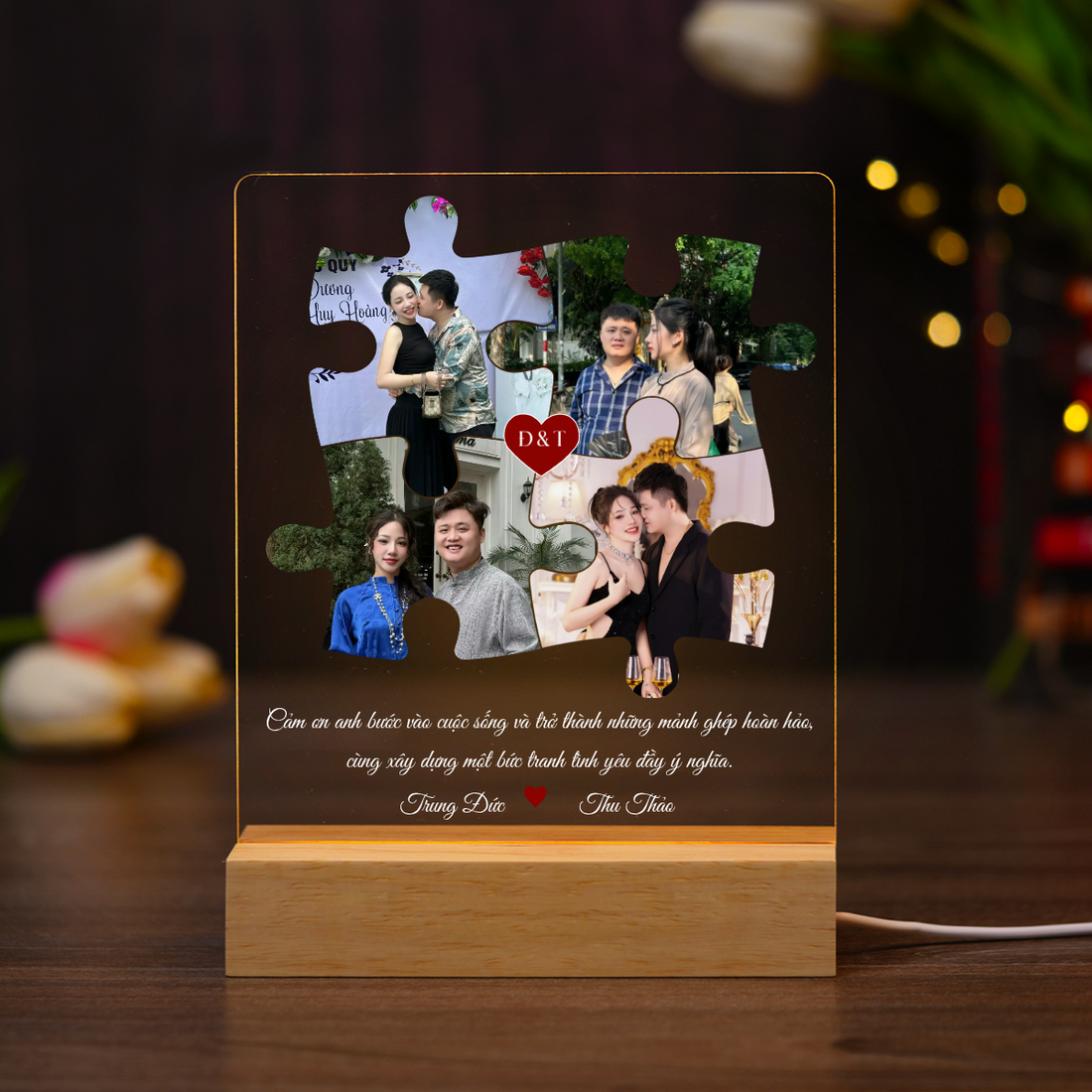 ĐÈN NGỦ KỶ NIỆM VALENTINE - Thiết kế theo yêu cầu - Đèn LED 3D trang trí phòng, quà tặng tình yêu