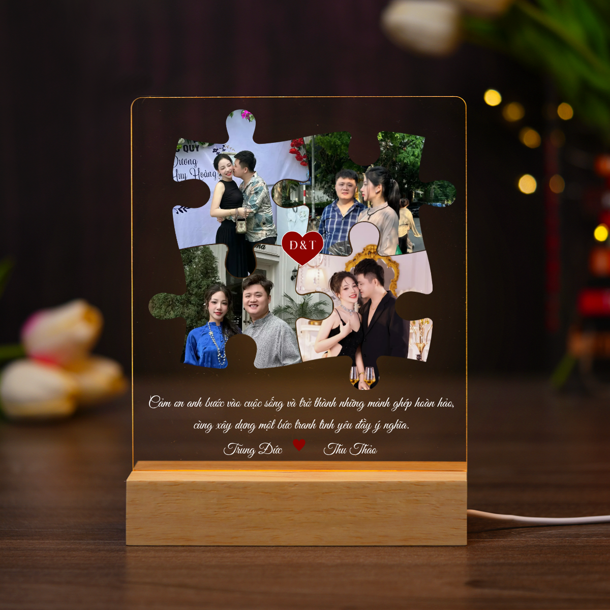 ĐÈN NGỦ KỶ NIỆM VALENTINE - Thiết kế theo yêu cầu - Đèn LED 3D trang trí phòng, quà tặng tình yêu